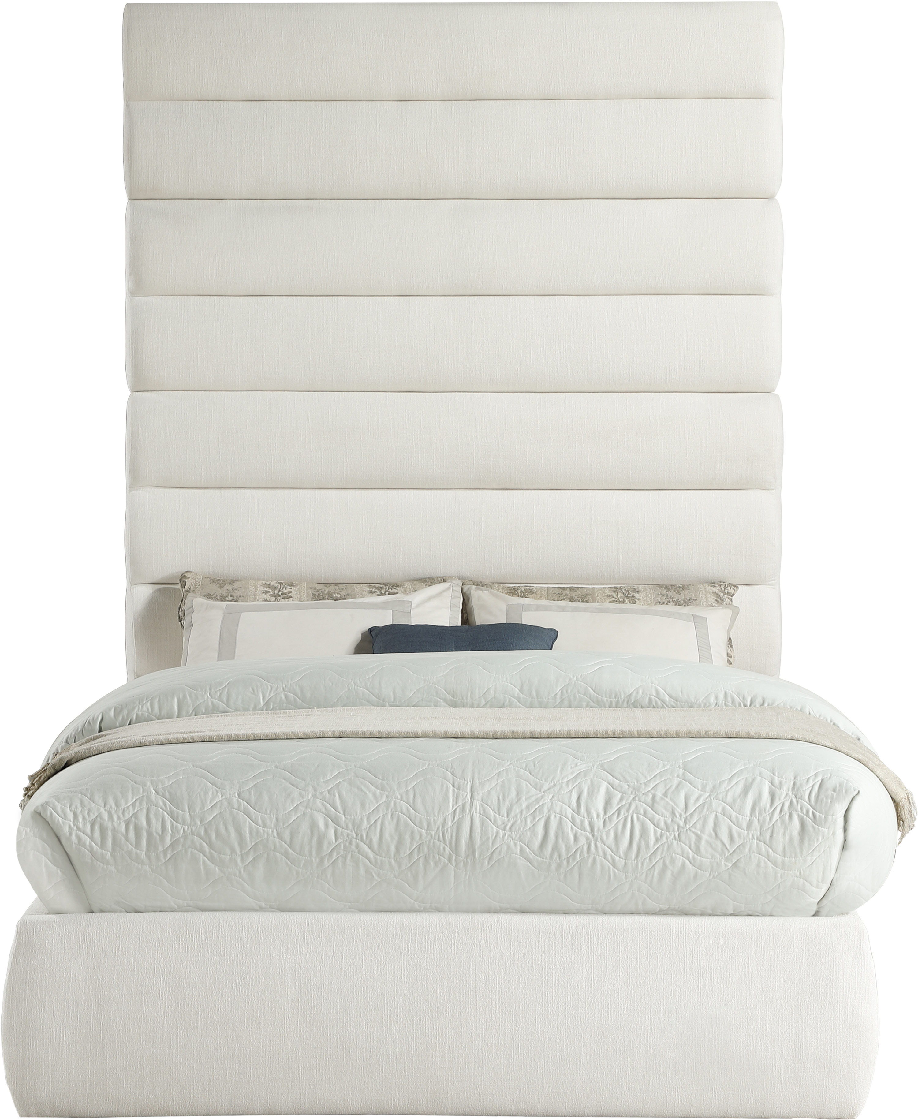 Adam - Linen Fabric Full Bed With 89" Headboard - Cream