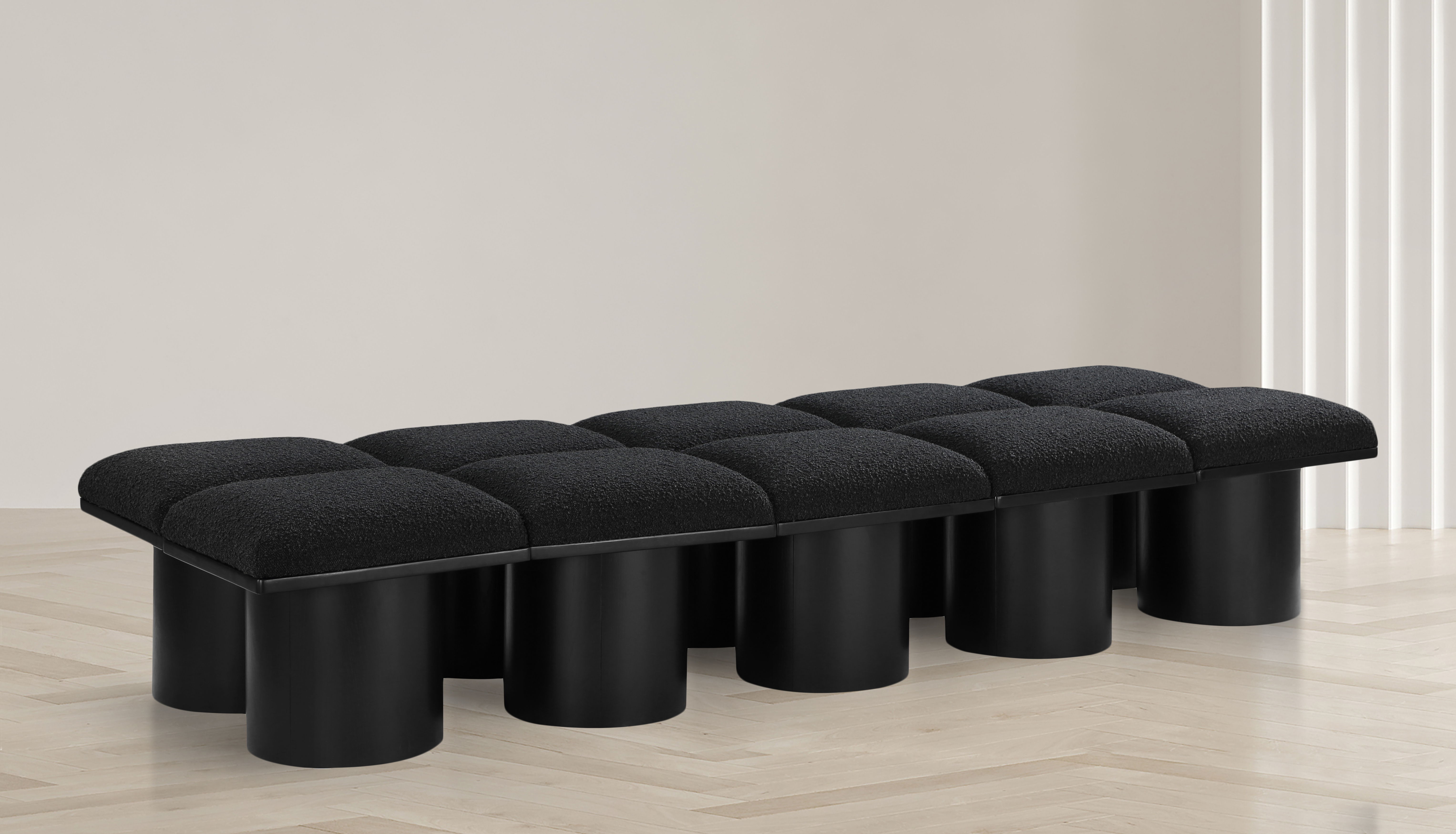 Pavilion - 90" 10 Piece Modular Bench With Black Base - Black