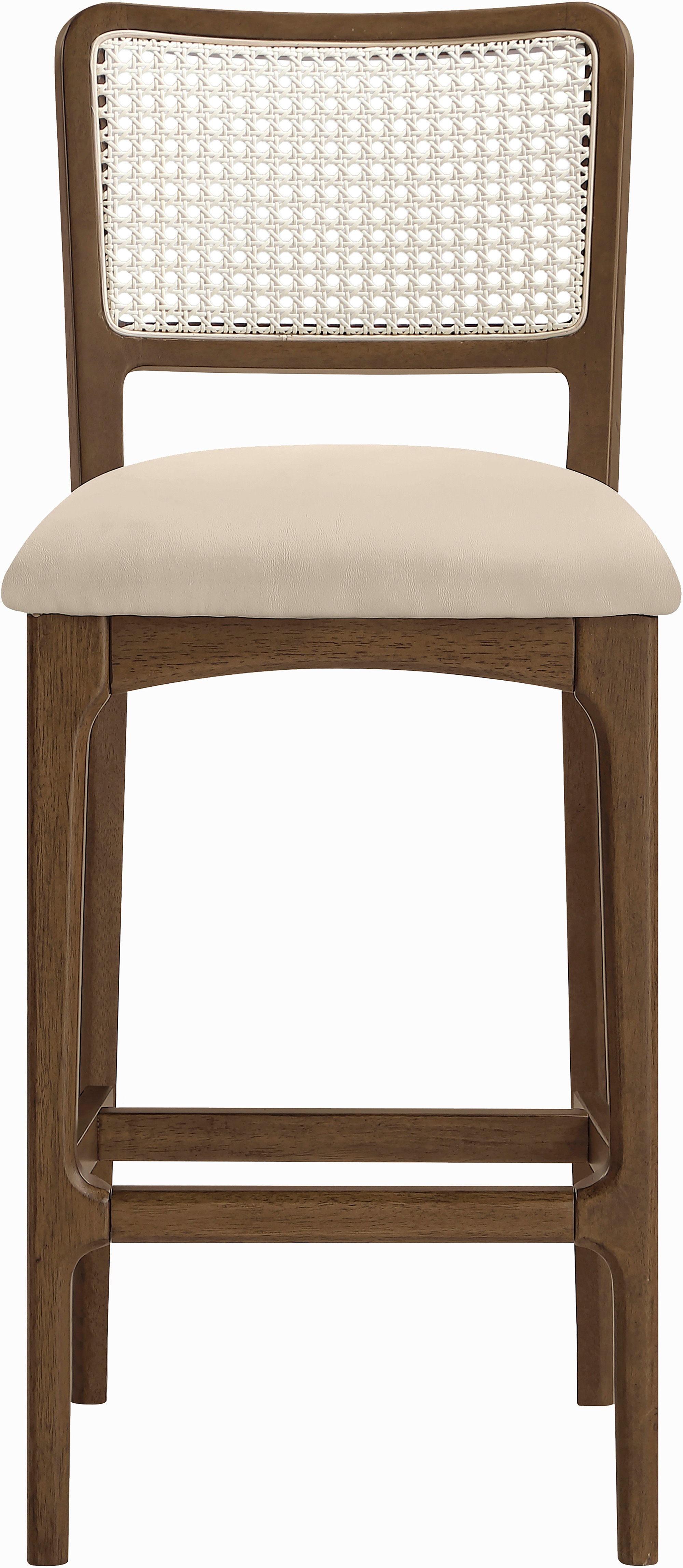 Atrium - Cane Back And Vegan Leather Upholstered Bar Stool (Set of 2) - Beige