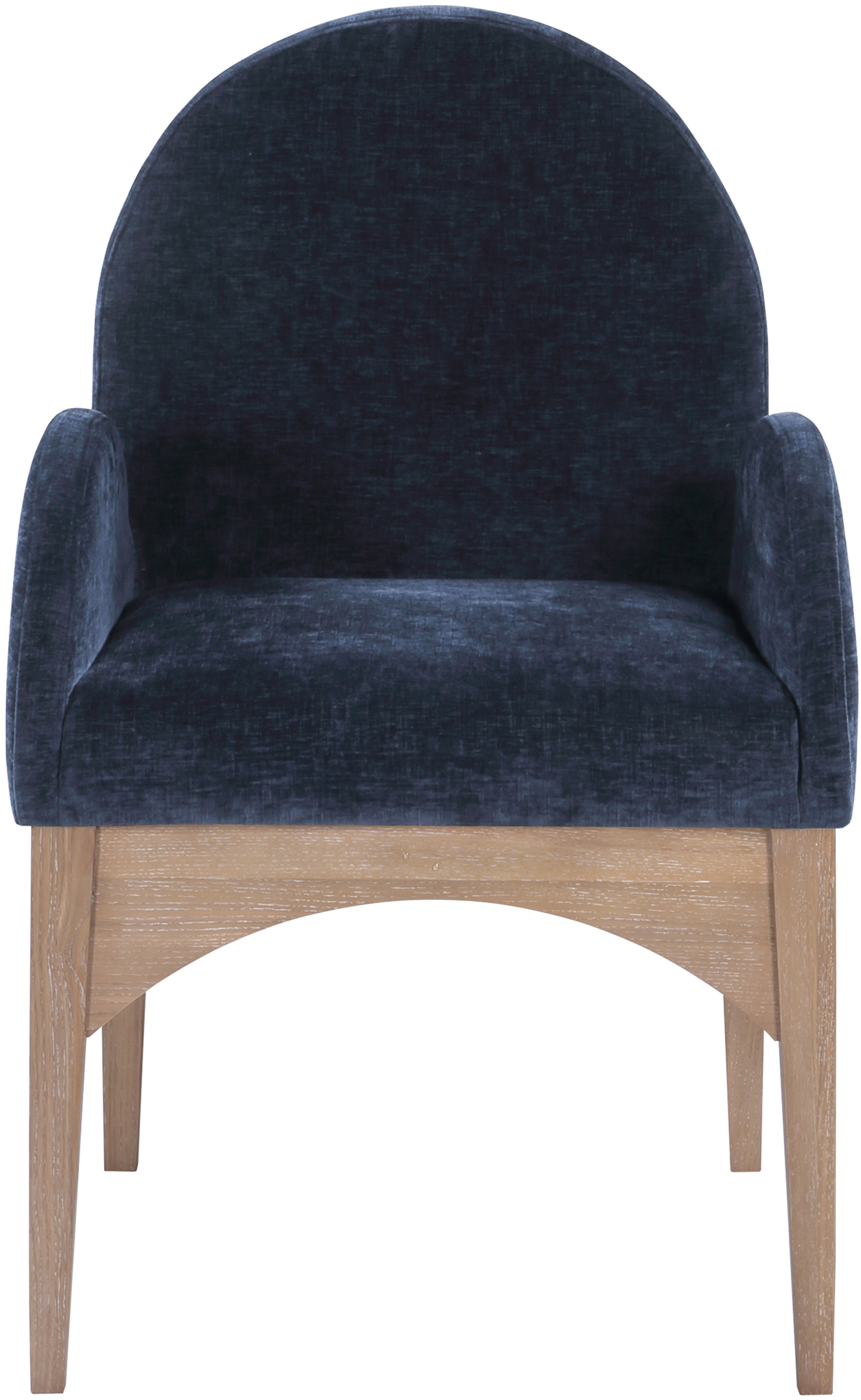 Waldorf - Chenille Dining Arm Chair With Natural Legs - Navy