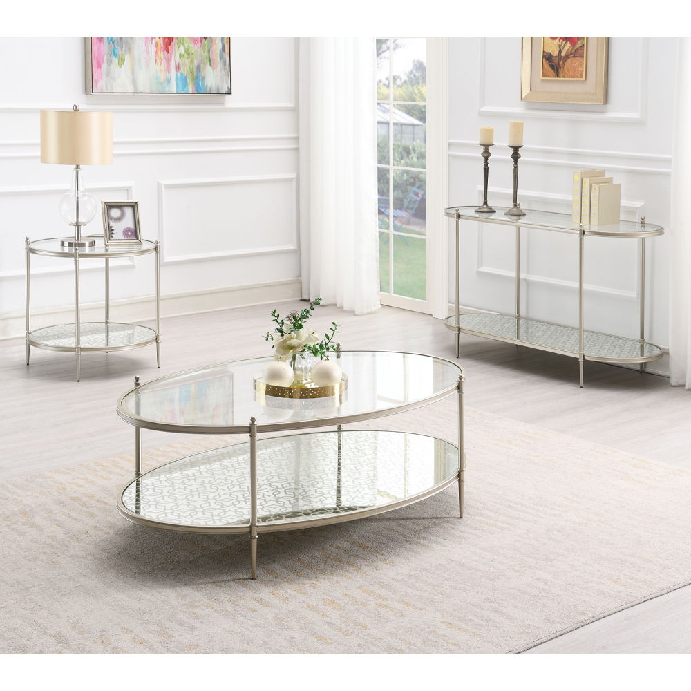 Zaba - End Table - Glass Top & Champagne, silver, view 3
