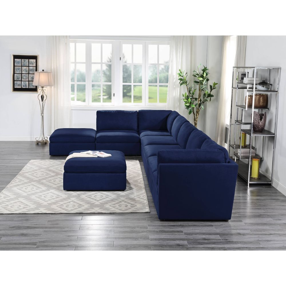 Crosby - Modular Armless Chair - Blue Fabric, blue, view 7