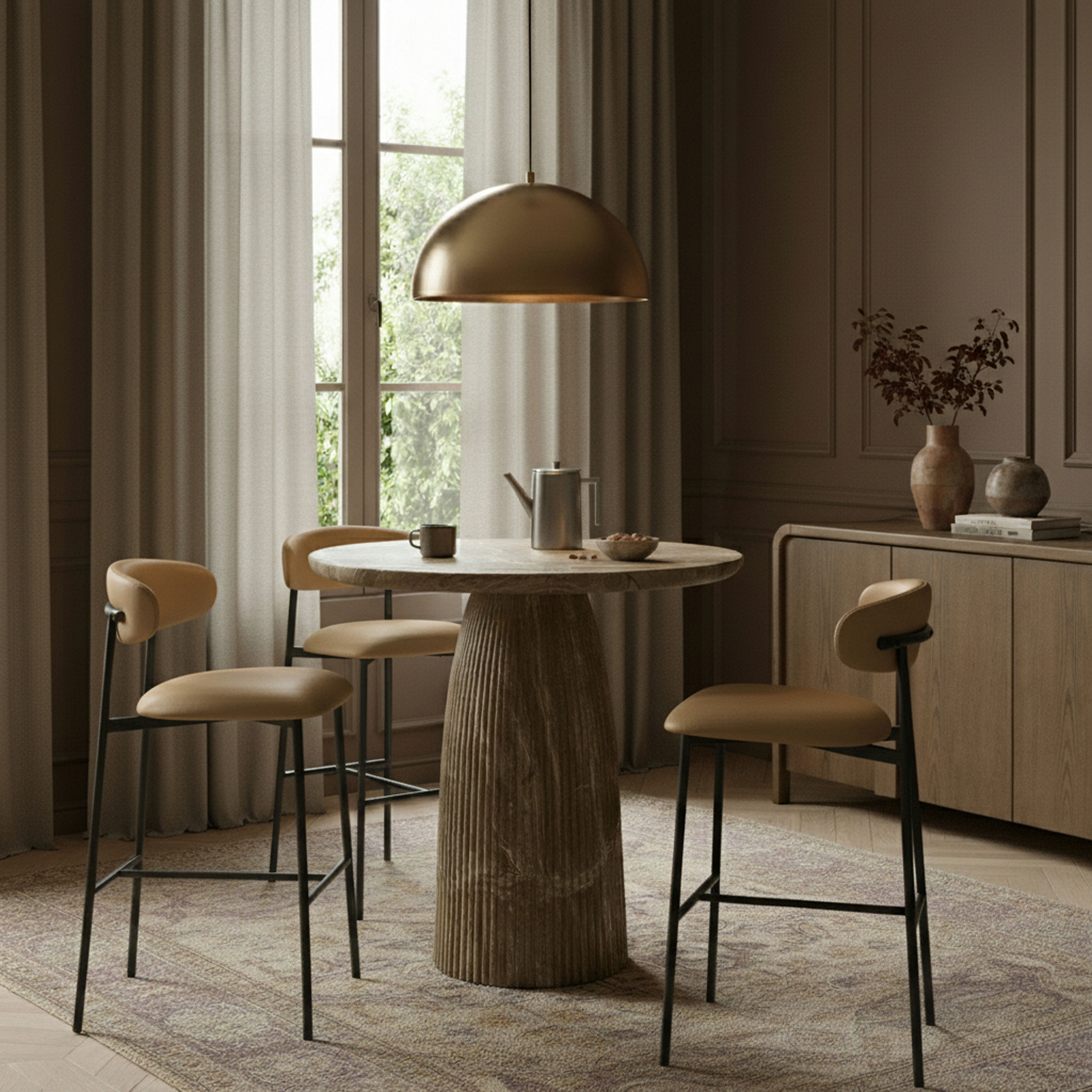 Lupita - Vegan Leather Upholstered Bar Stool (Set of 2) - Tan