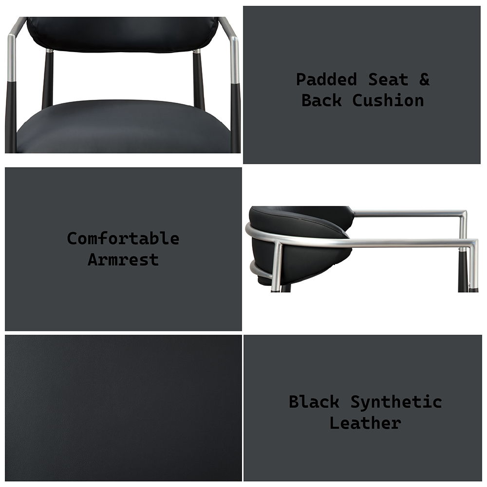Gavan - Arm Chair (Set of 2) - Black Synthetic Leather, black, view 7