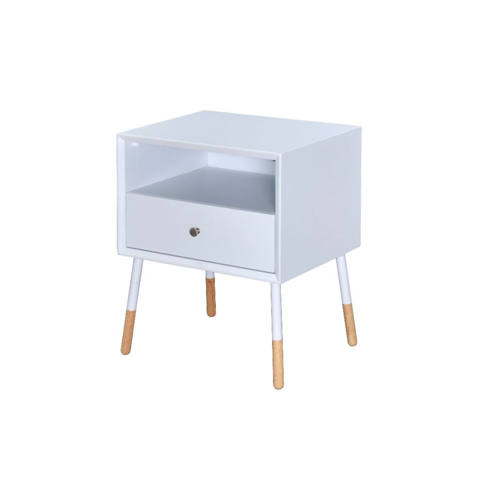 Sonria II - End Table - White & Natural, white