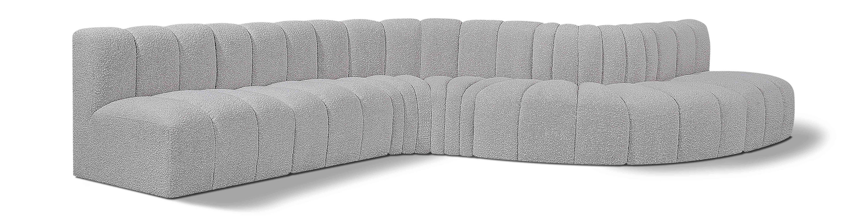 Arc - Boucle Fabric 7 Piece Modular Sofa - Gray