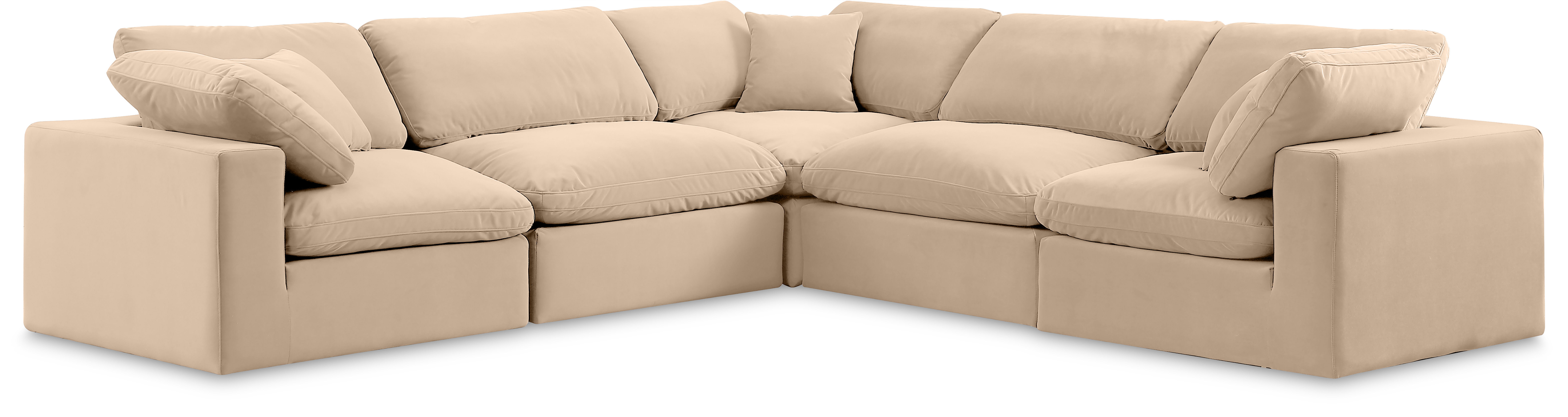 Comfy - 5 Piece Velvet Modular Corner Sectional - Light Beige