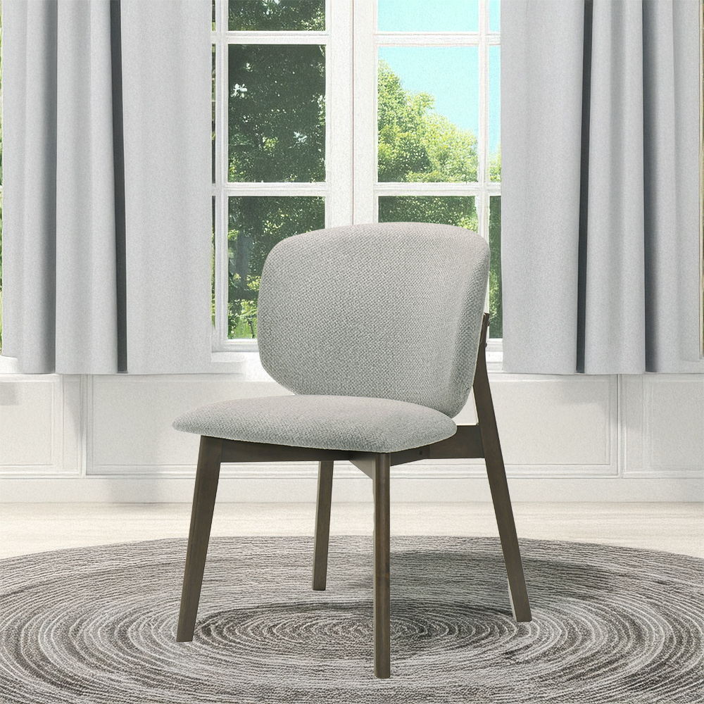 Mallin - Side Chair (Set of 2) - Gray Chenille & Walnut, light gray