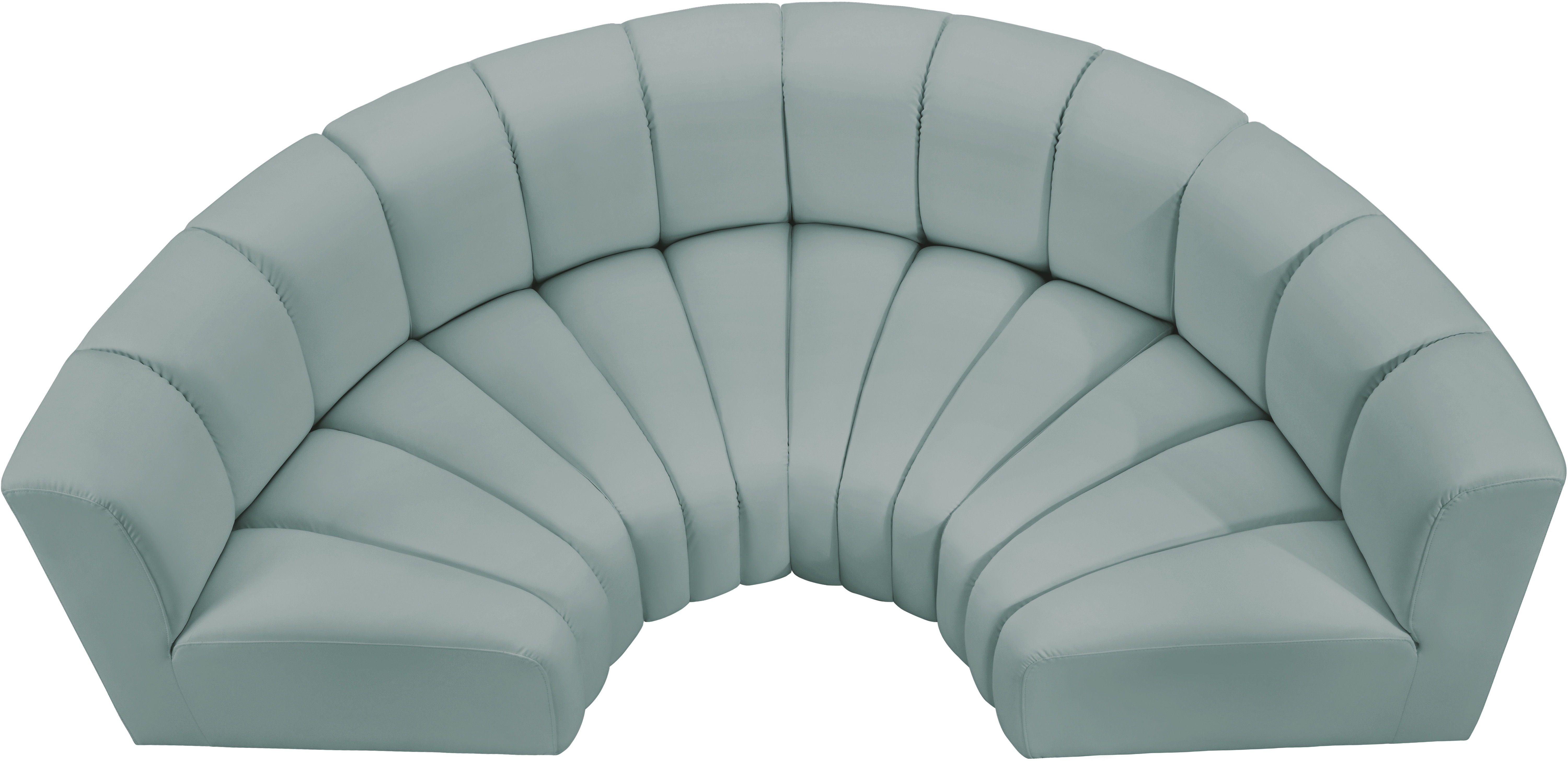 Arc - Faux Leather 4 Piece U-Shaped Modular Sofa - Mint Green