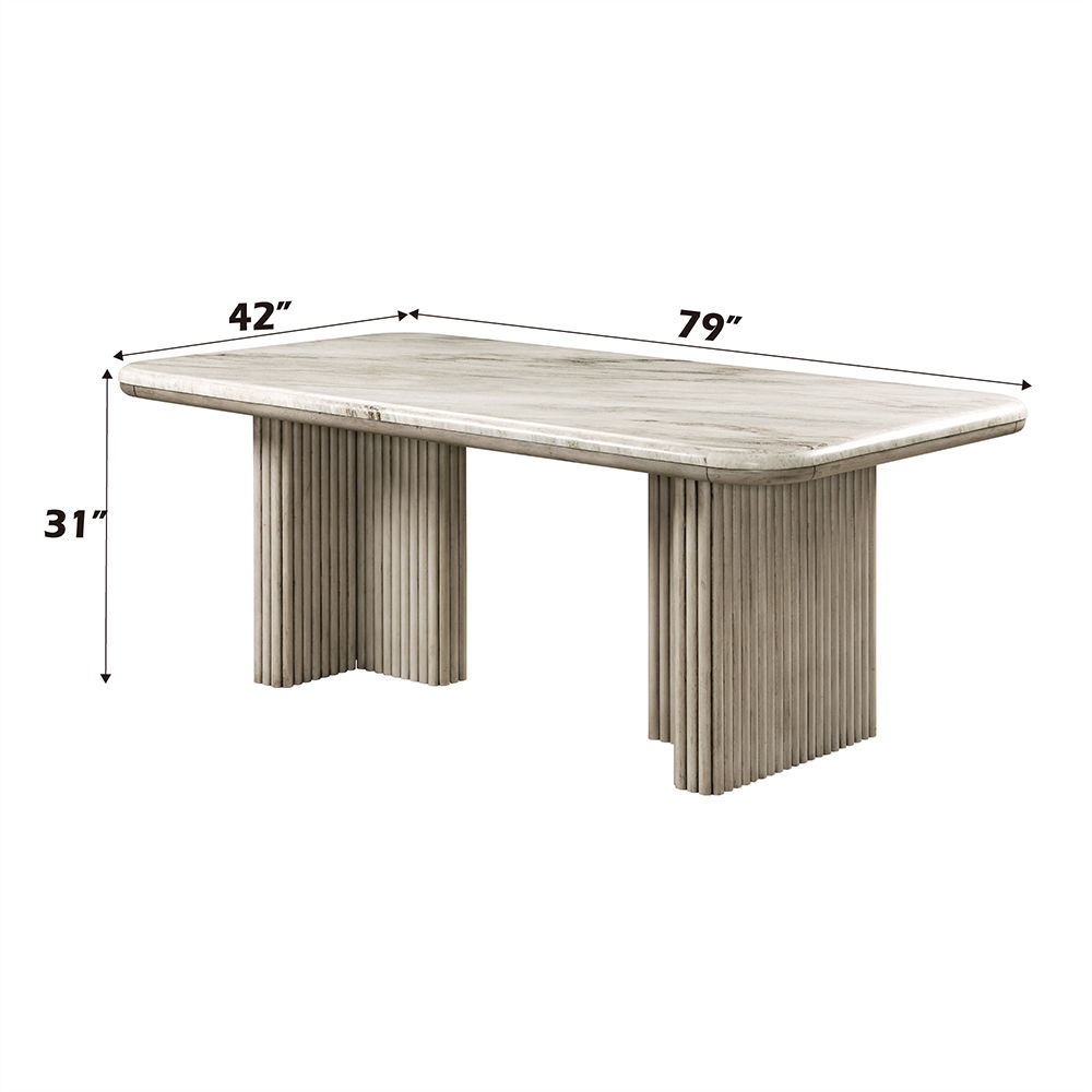 Charity - Dining Table - Natural Marble Top & Gray Oak, beige, view 4
