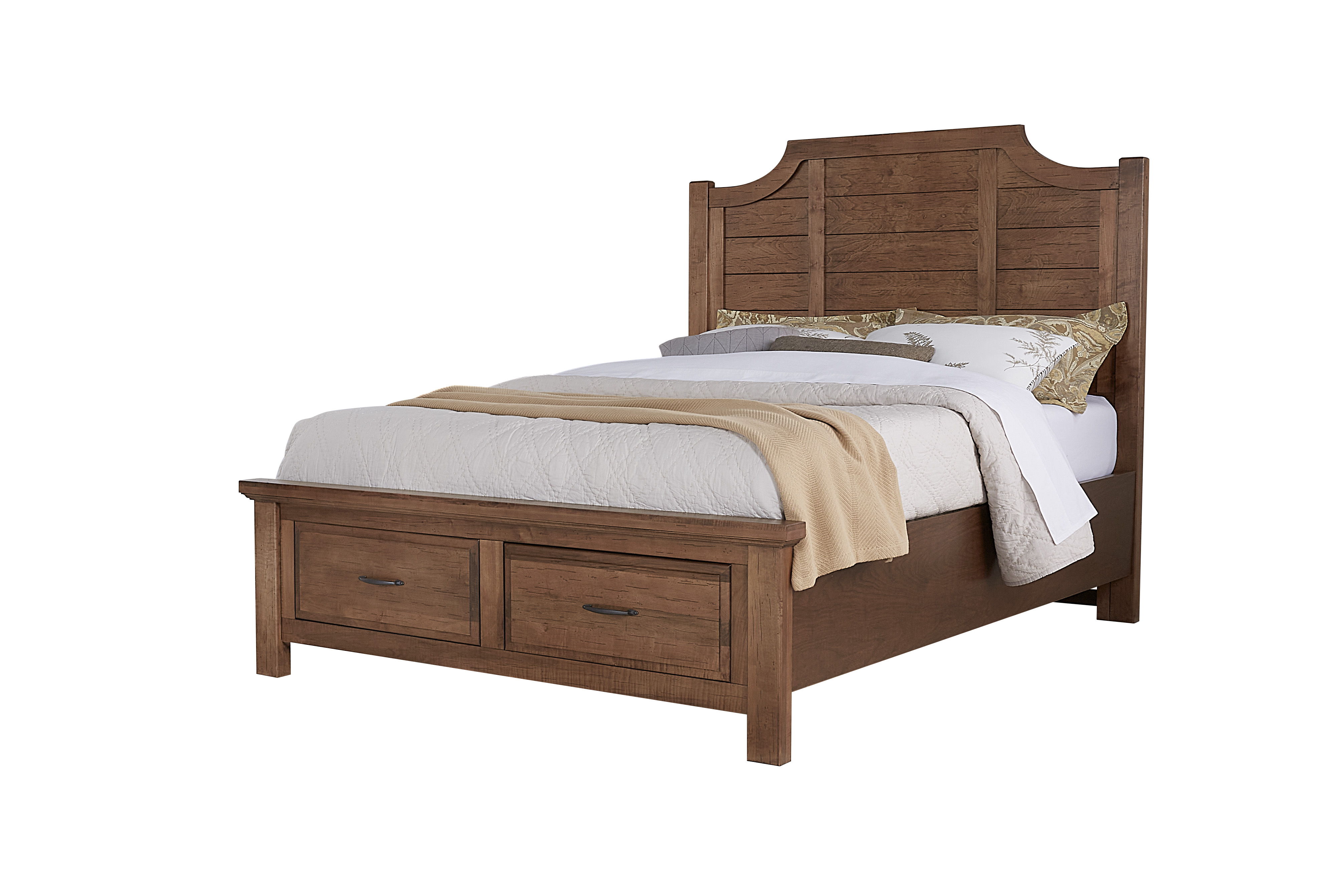 Vaughan-Bassett Maple Road - Queen Scalloped Storage Bed - Antique Amish