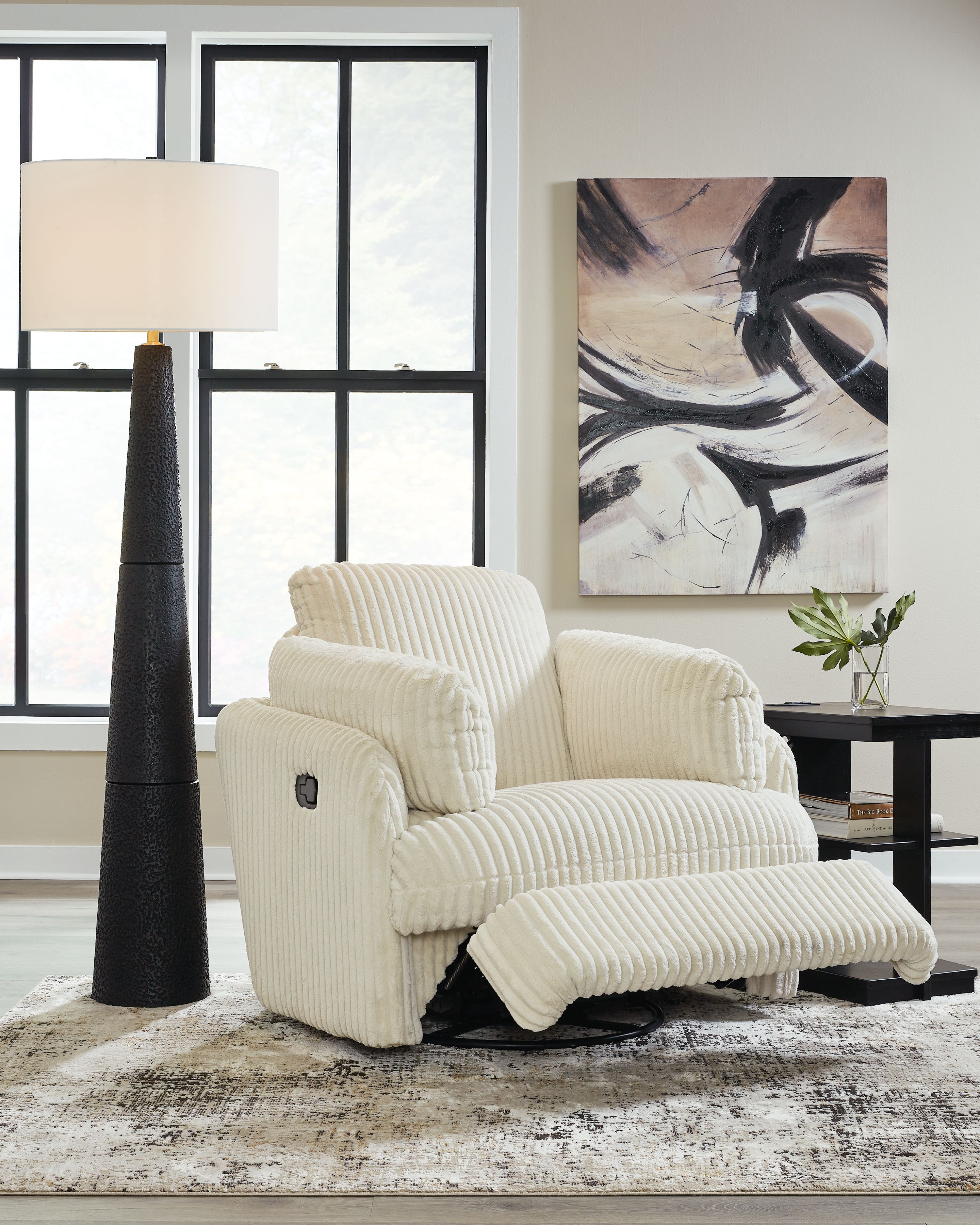 Ashley Furniture Tie-Breaker - Swivel Glider Recliner - Ivory - Image 9