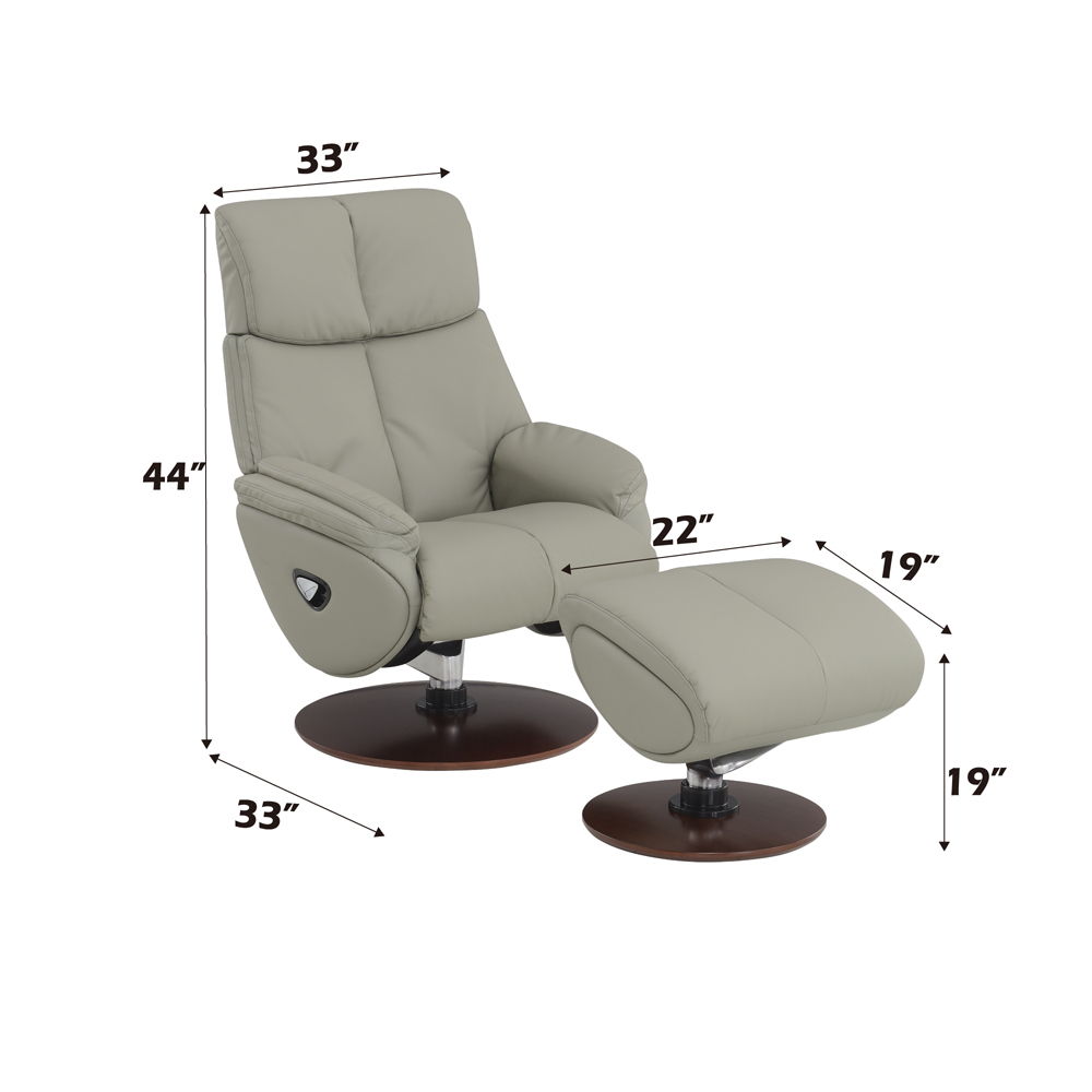 Kandoro - Motion Accent Chair With Swivel & Ottoman - Gray Leather & Brown Base, gray, view 5
