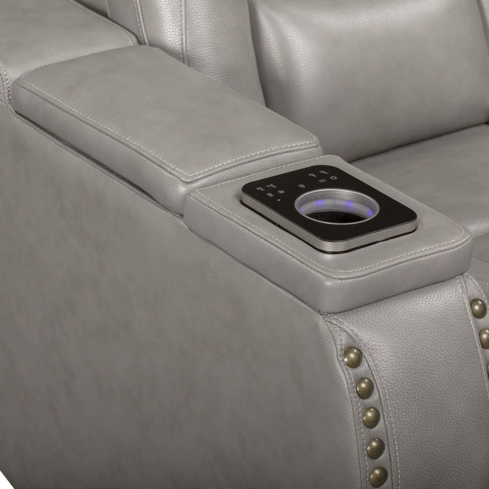 Breckenridge II - Glider Recliner With Power Headrest & Footrest - Light Gray, gray, view 7