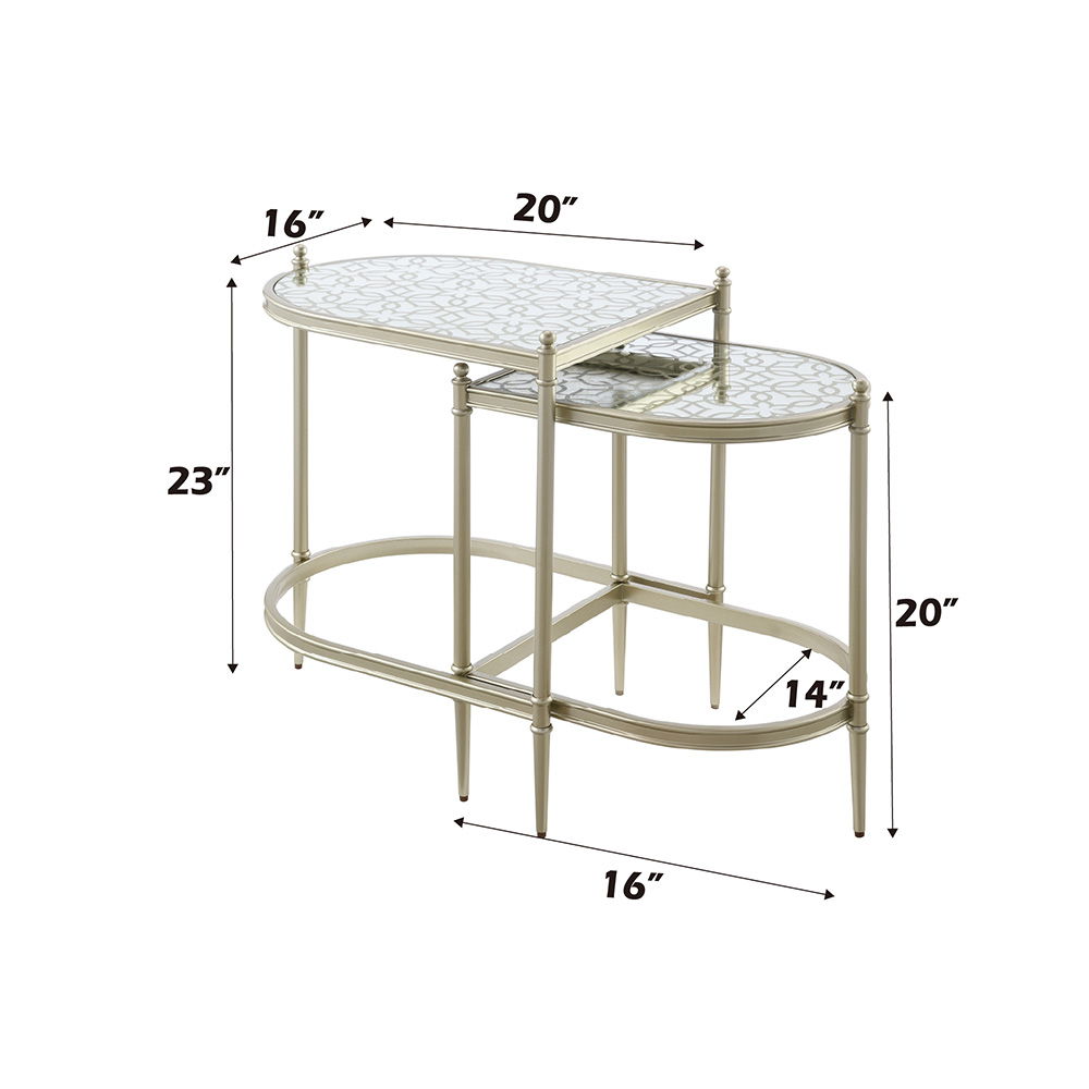 Zaba - Nesting Table - Glass Top & Silver, silver, view 4