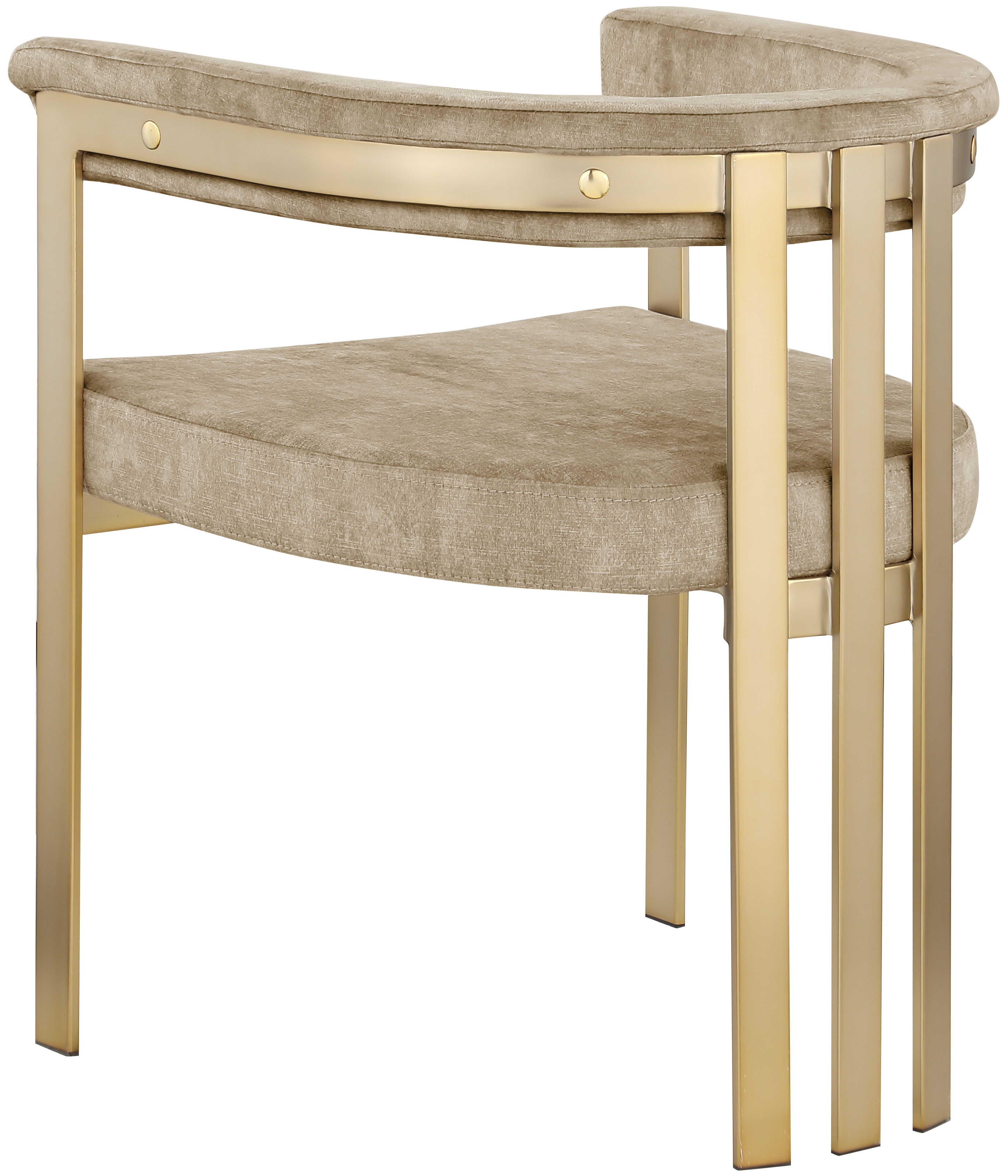 Marcello - Dining Chair With Brushed Gold Iron Frame (Set of 2) - Beige