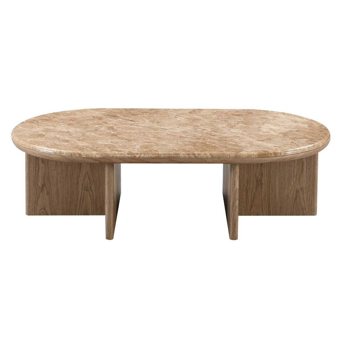 Markku - Coffee Table With Natural Marble - Oak, dark brown, view 4