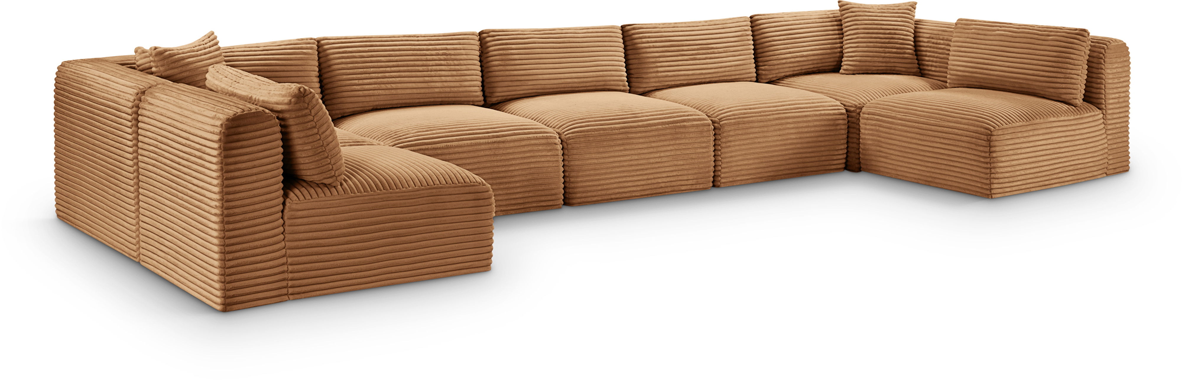Shaggy - 7 Piece Modular U-Shaped Armless Sectional - Saddle