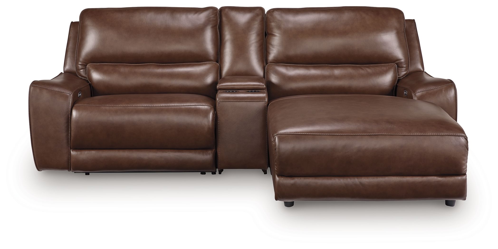 3 Pc · Power Reclining Sectional With RAF Press Back Power Chaise And Storage Console