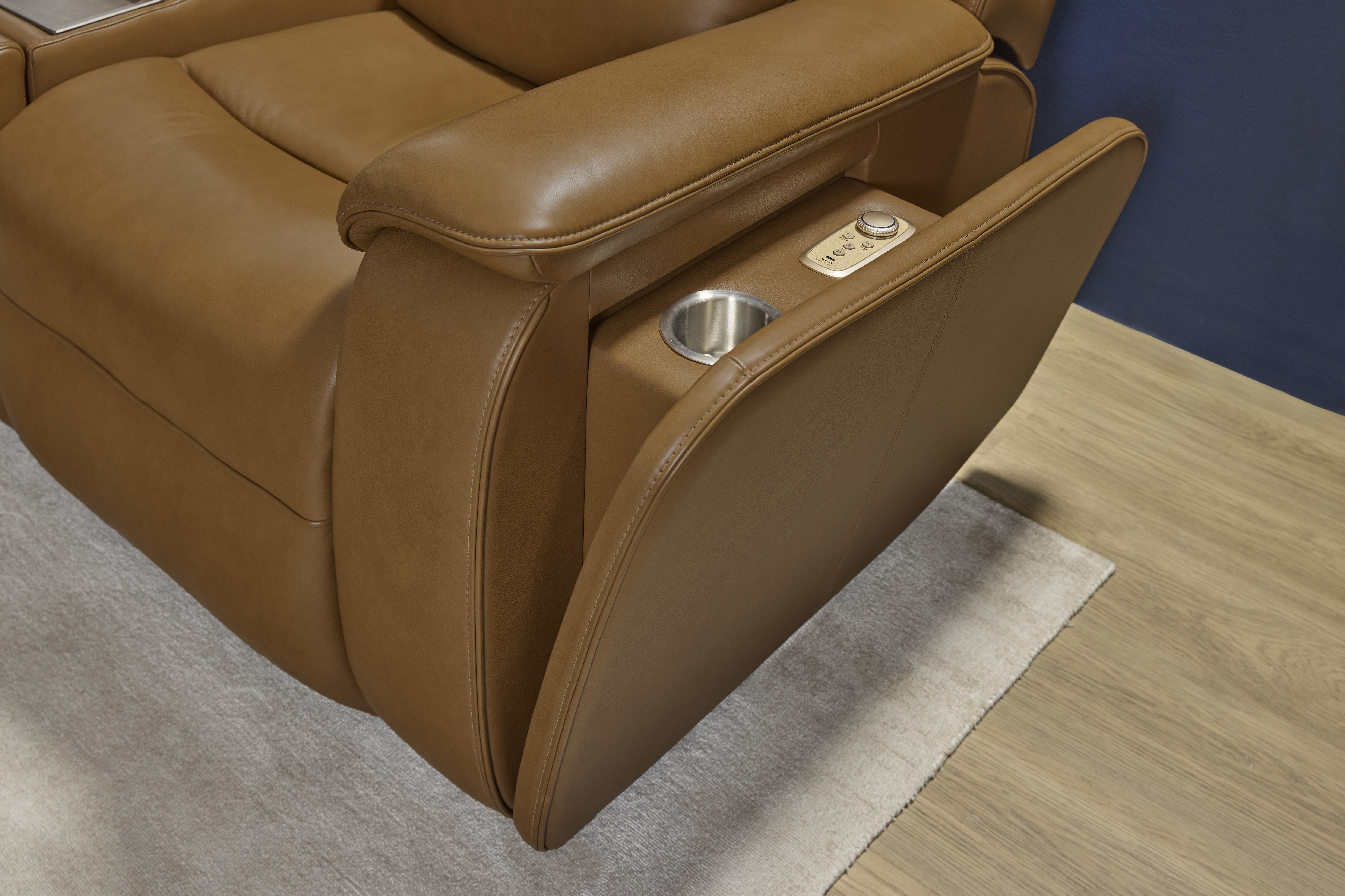 Ziggy - Power Reclining Sofa With Power Headrest, Lumbar, Heat & Massage, light brown, view 8