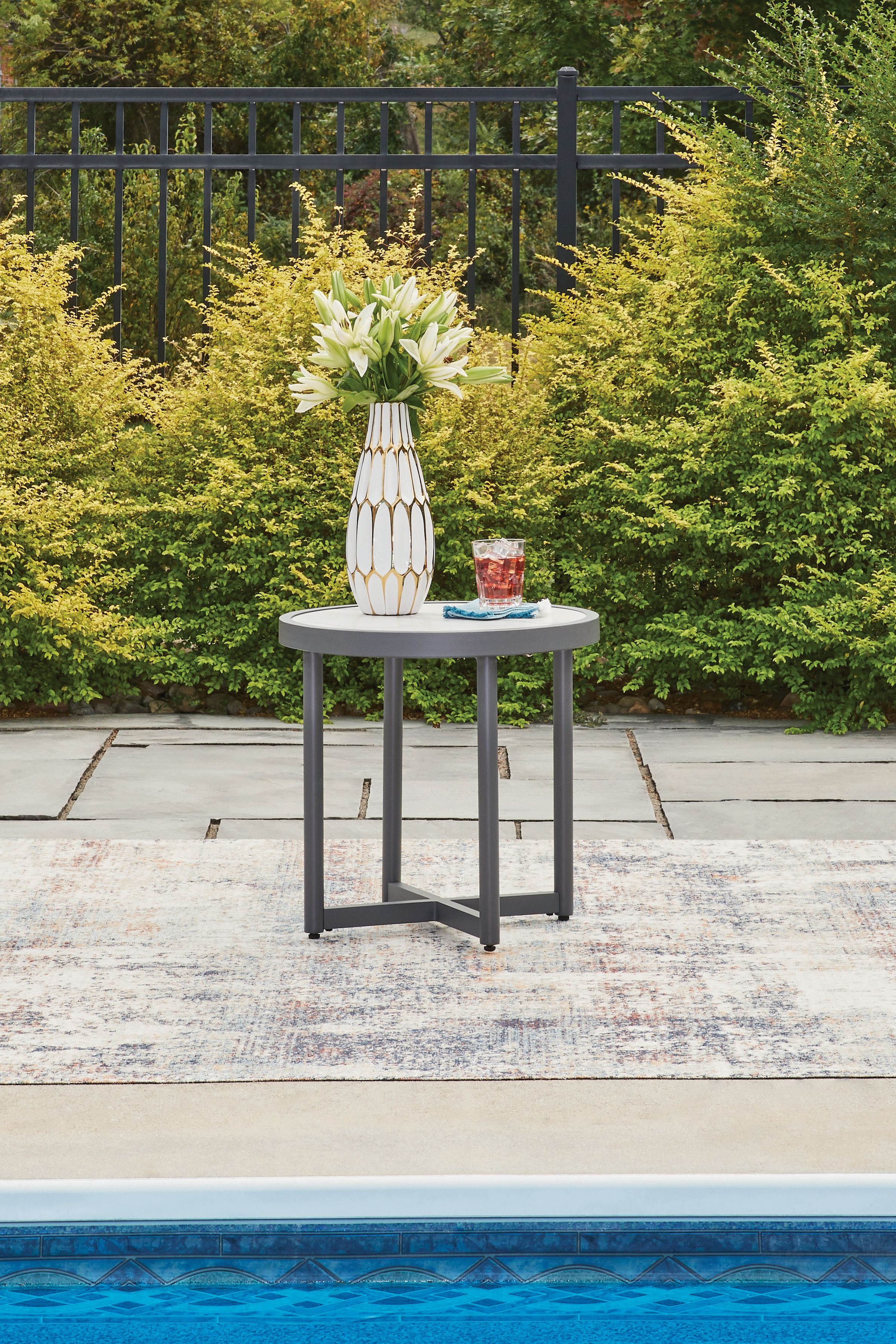 Ocean Beach - Round End Table - Gray