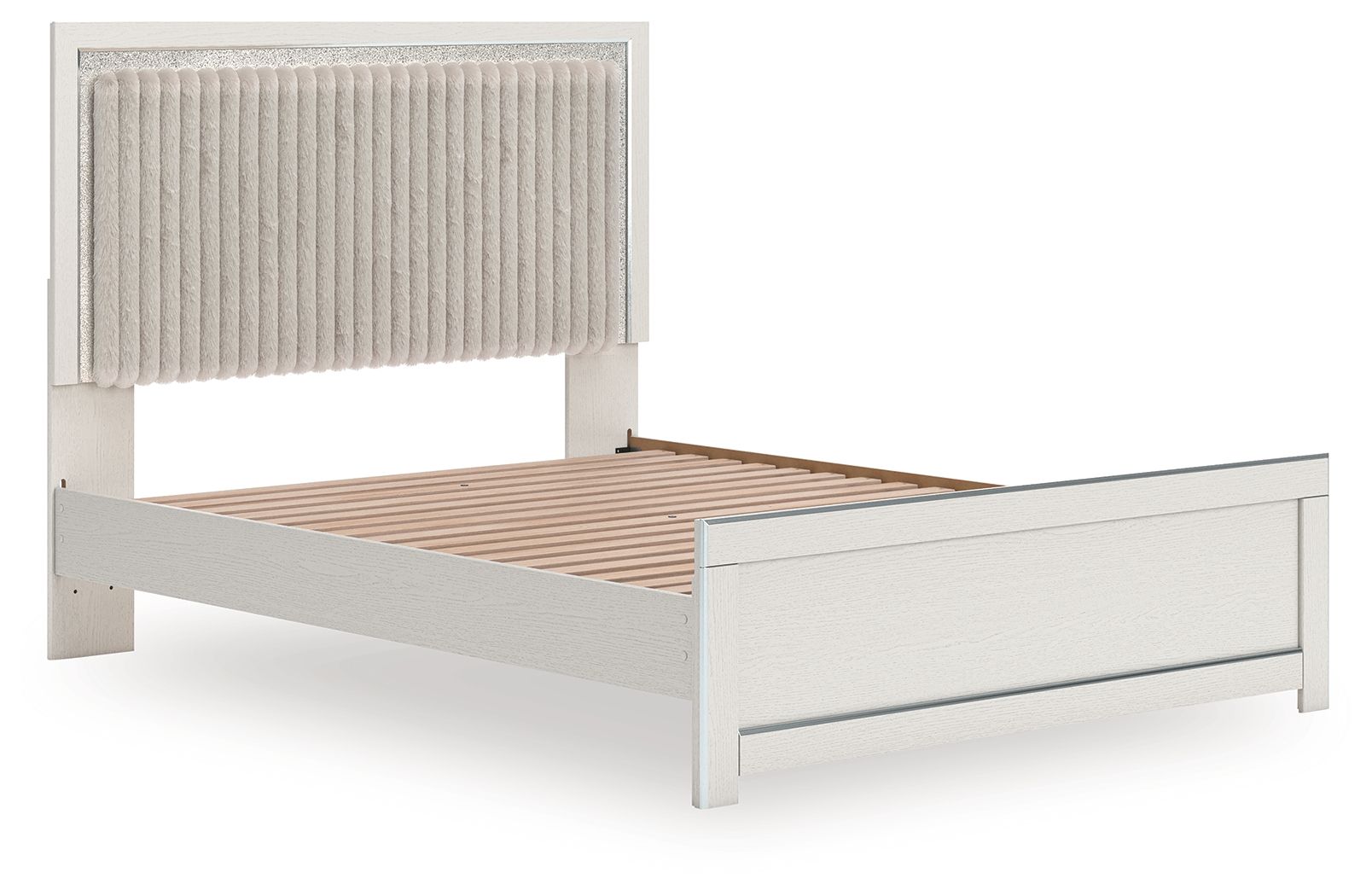Zuraleus - Queen Upholstered Panel Platform Bed With Roll Slats - White