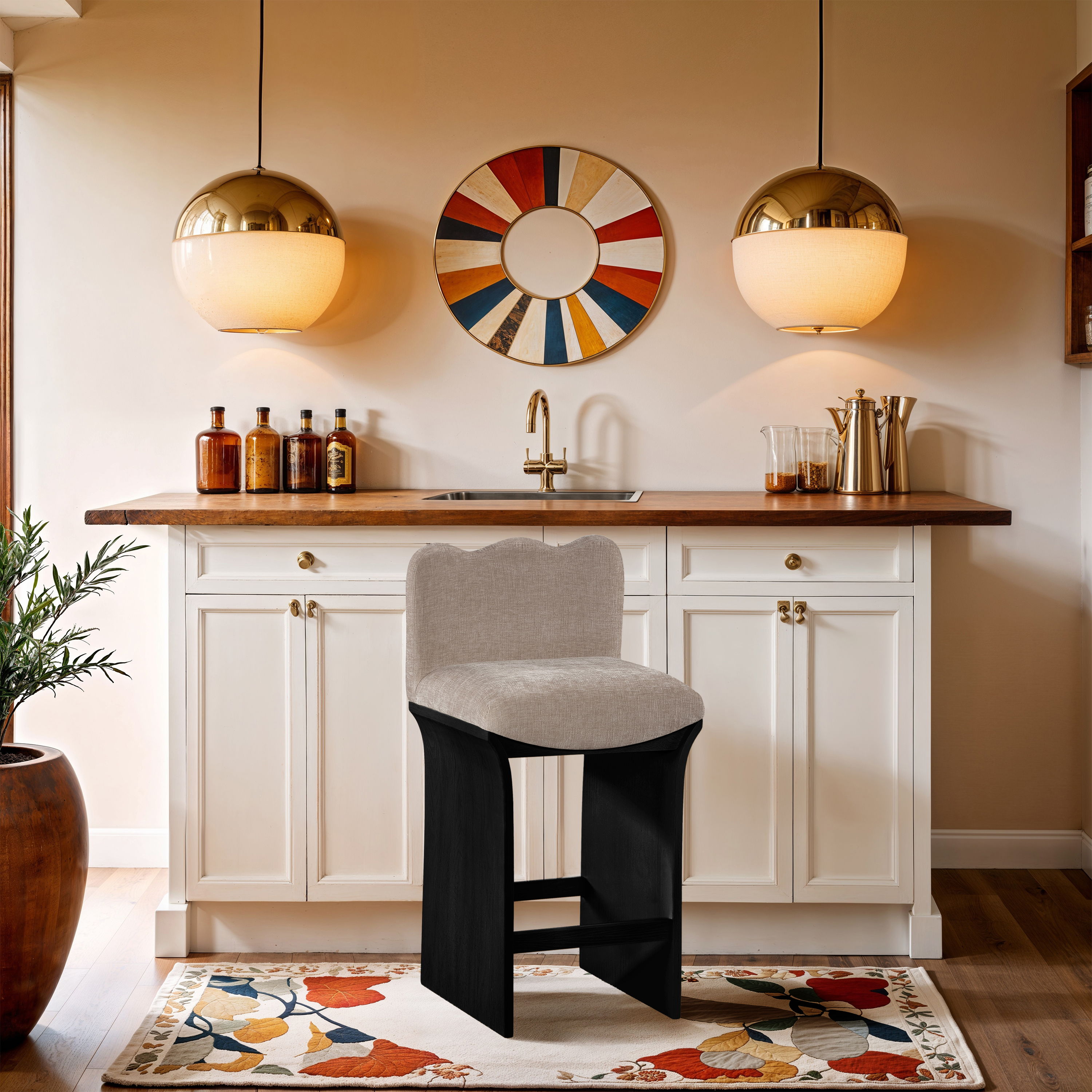 Shaw - Upholstered Counter Stool - Beige