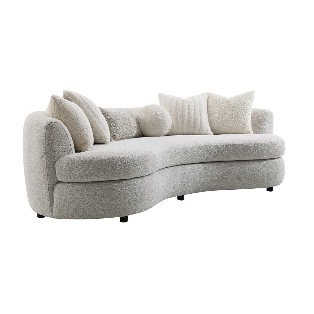 Iniko - Sofa With 6 Pillows - Beige Boucle, beige