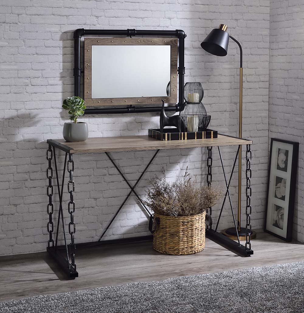 Jodie - Console Table (Same 92248) - Rustic Oak & Antique Black, black, view 8