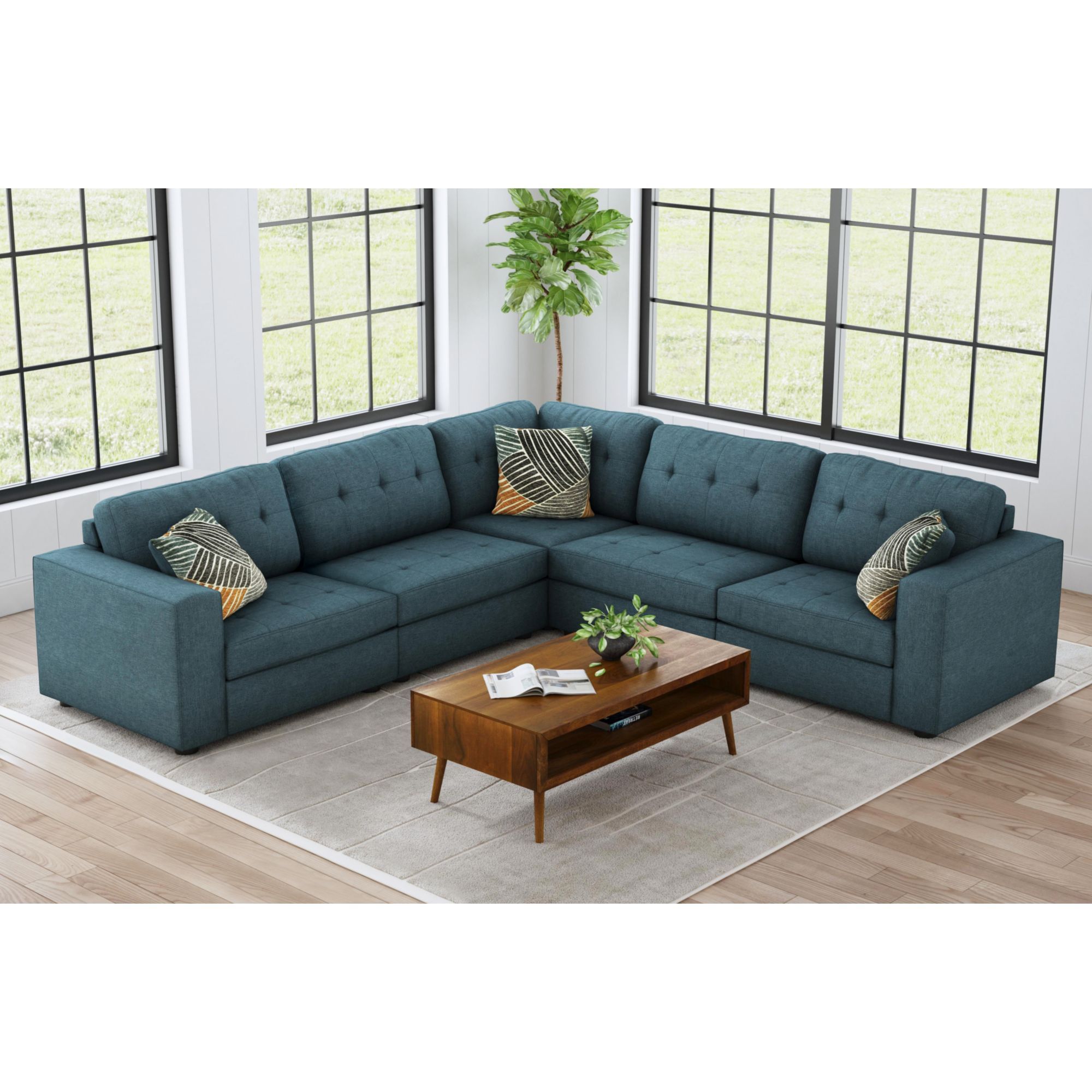 Options One - Corner With 1 Pillow - Palmer Plus Teal