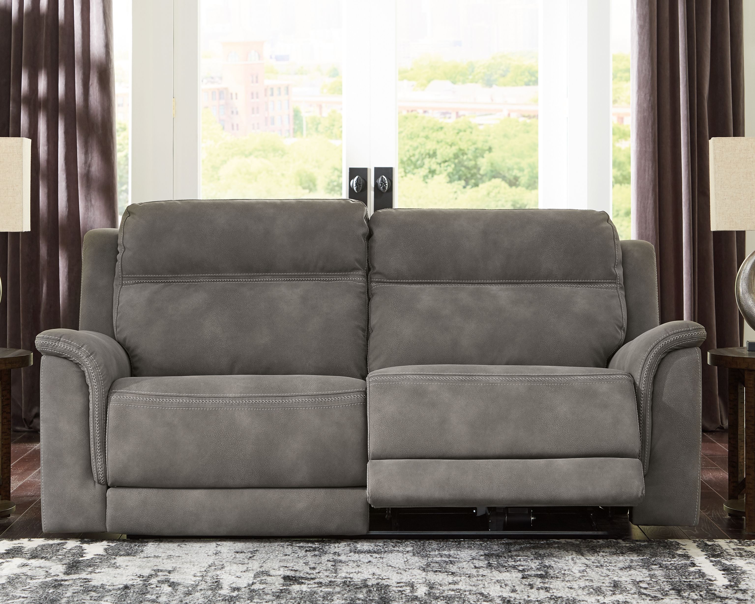 Next-Gen Durapella - 2 Seat Power Reclining Sofa Adj Hdrest - Slate