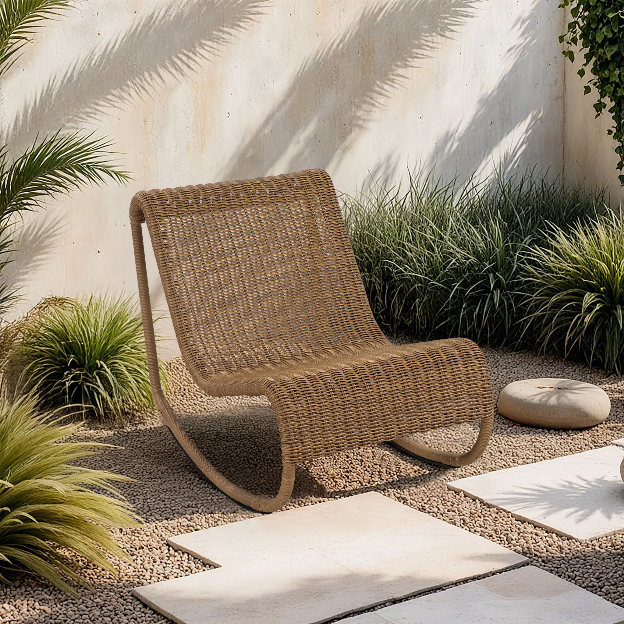 Antigua - Wicker Outdoor Patio Rocking Chair - Natural
