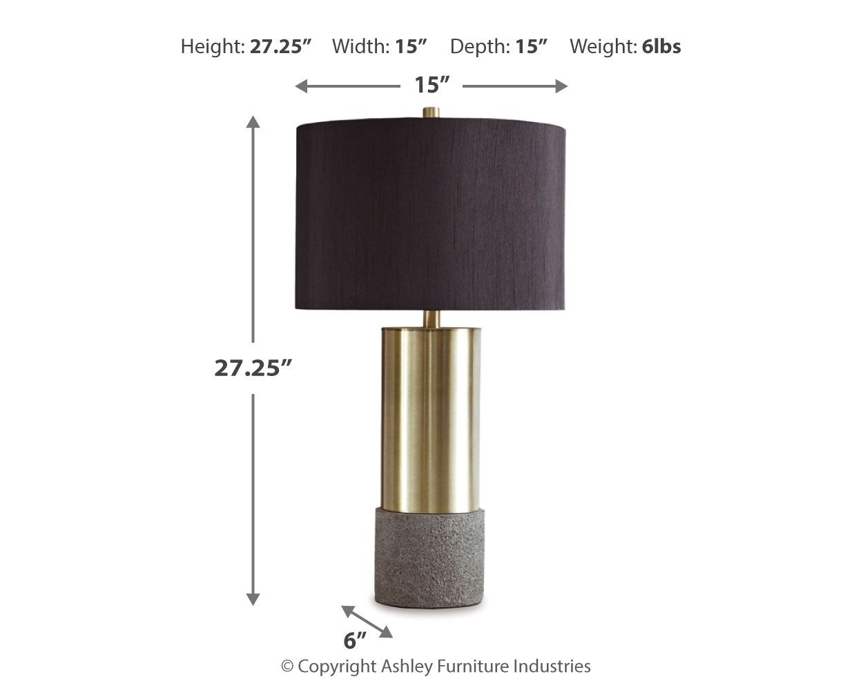Ashley Furniture Jacek - Metal Table Lamp (Set of 2) - Gray / Brass Finish - Image 4