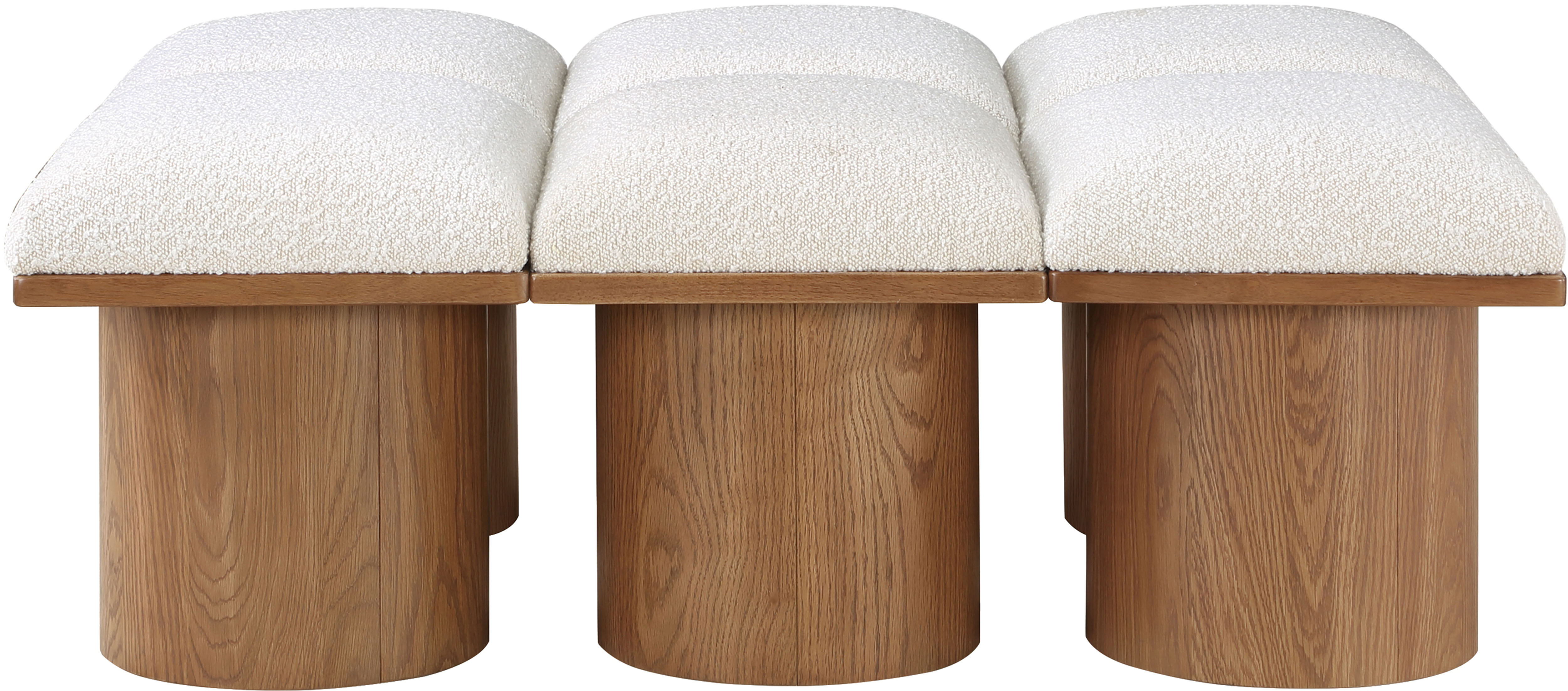 Pavilion - 46.5" 6 Piece Modular Bench With Brown Base - Cream