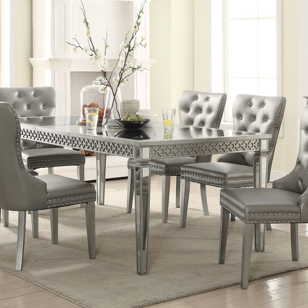 Kacela - Dining Table - Mirrored & Champagne, silver