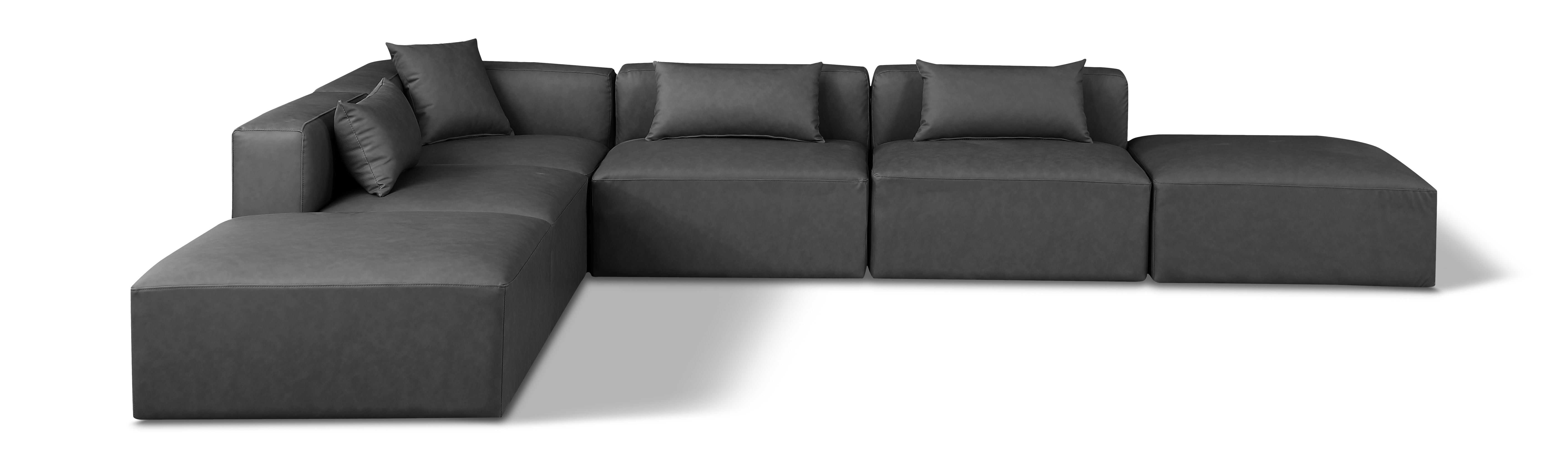 Cube - 6 Piece Modular Corner Armless Sectional - Charcoal Gray