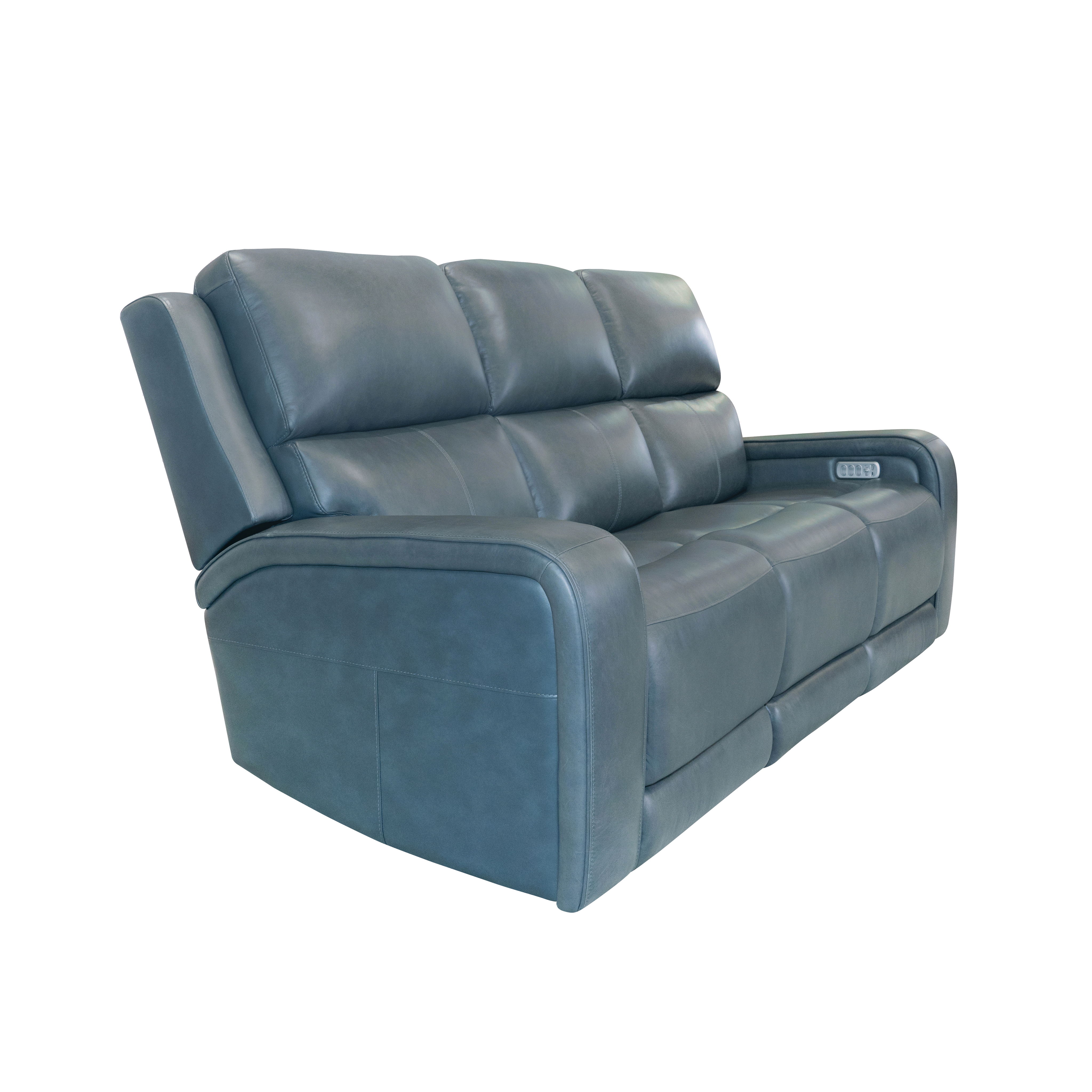 Oasis - Power Reclining Sofa With Power Headrests, Lumbar, Heat & Massage - Storm, blue