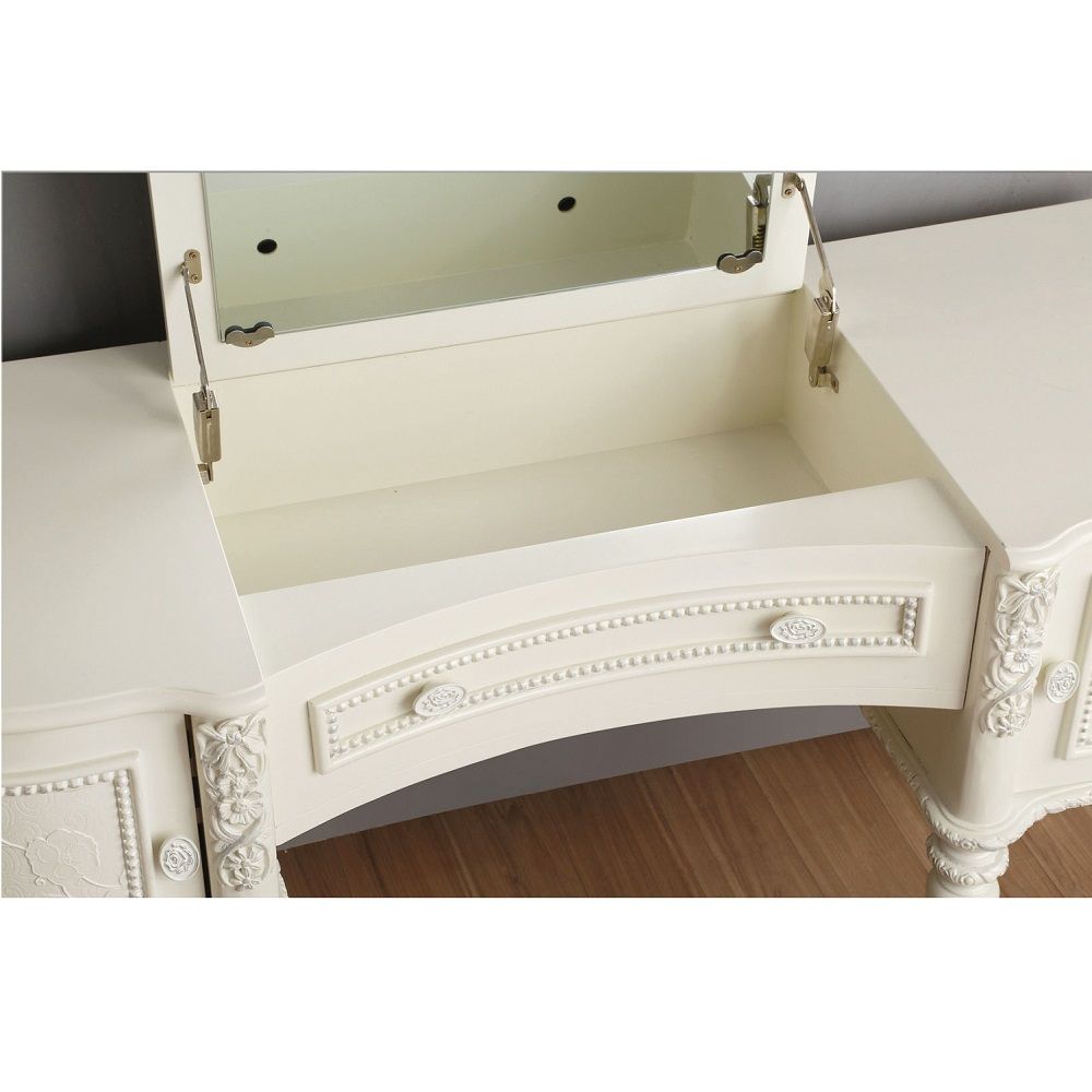 Dorothy - Vanity Desk & Mirror - Ivory, white, view 4