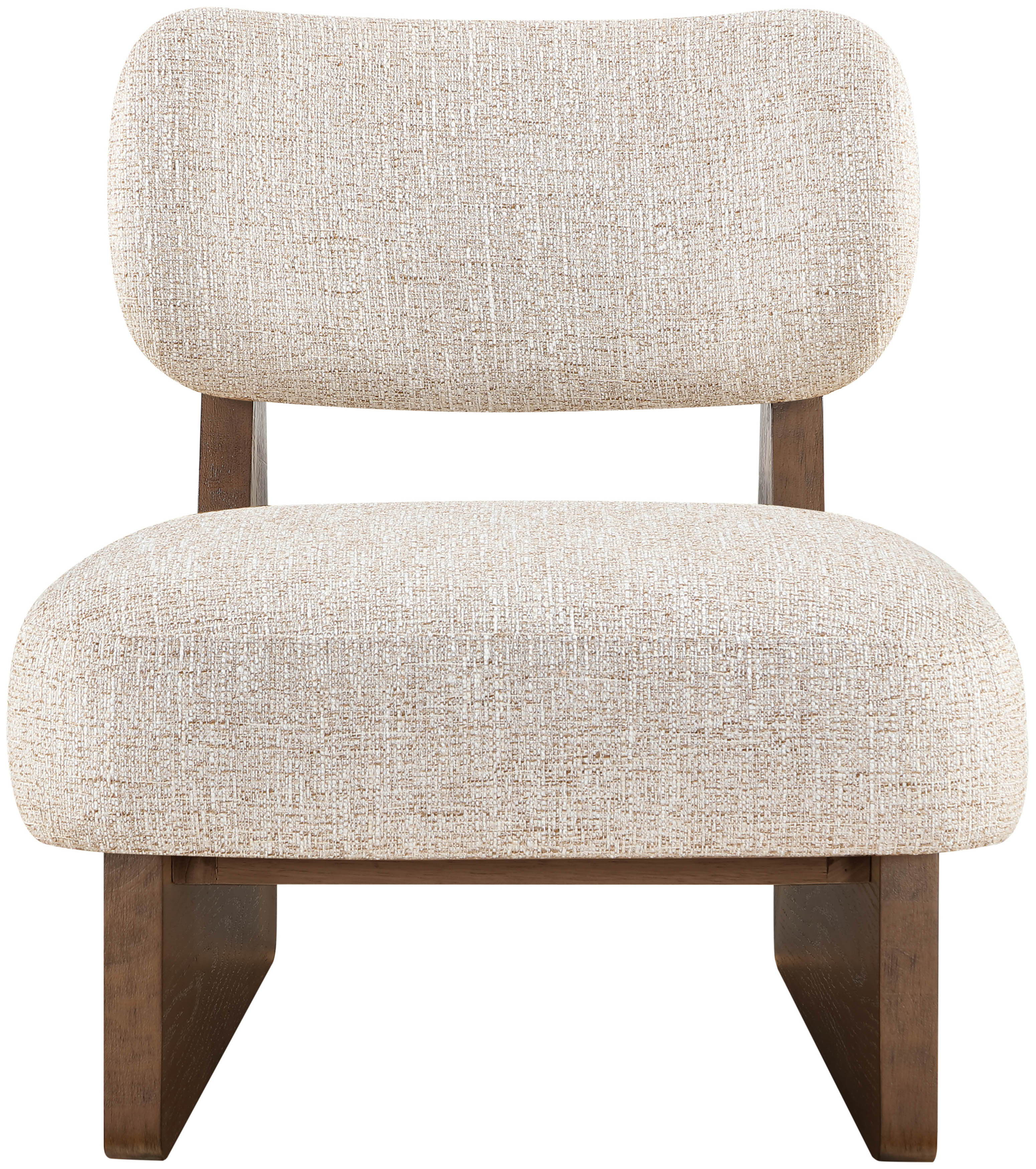 Vetra - Linen Textured Fabric Upholstered Accent Chair - Beige / Painted Brown