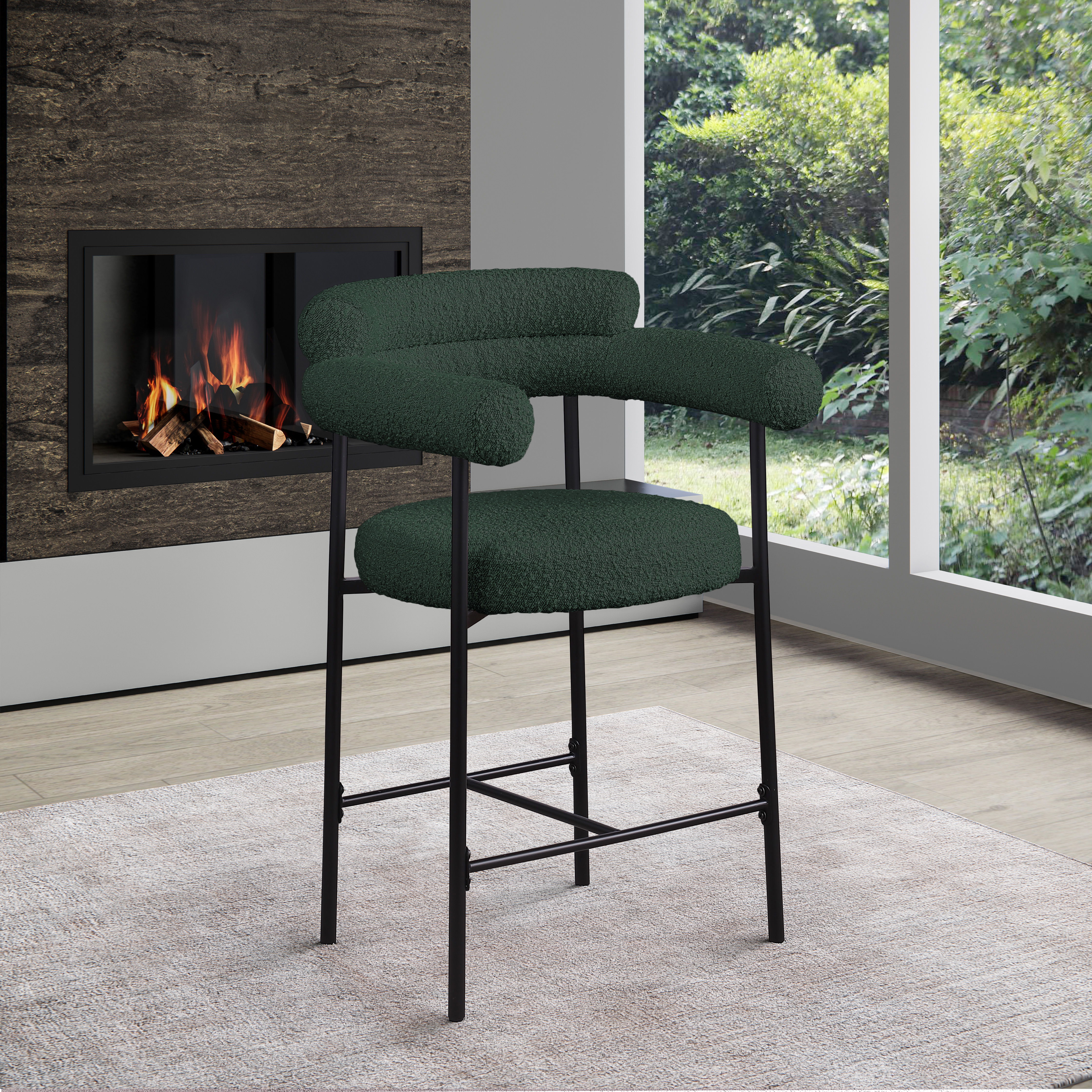 Blake - Counter Stool With Black Base (Set of 2) - Green