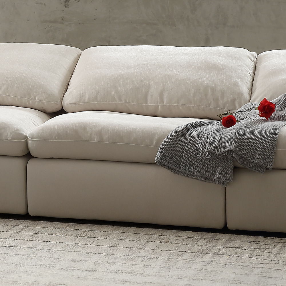 Naveen - Modular Armless Chair - Ivory Linen, white, view 2