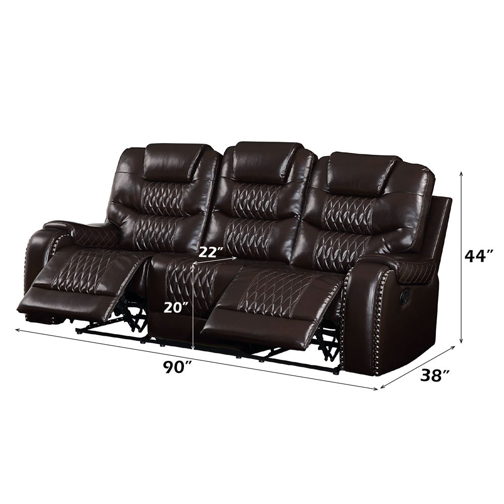 Braylon - Motion Sofa - Brown Synthetic Leather, dark brown, view 8