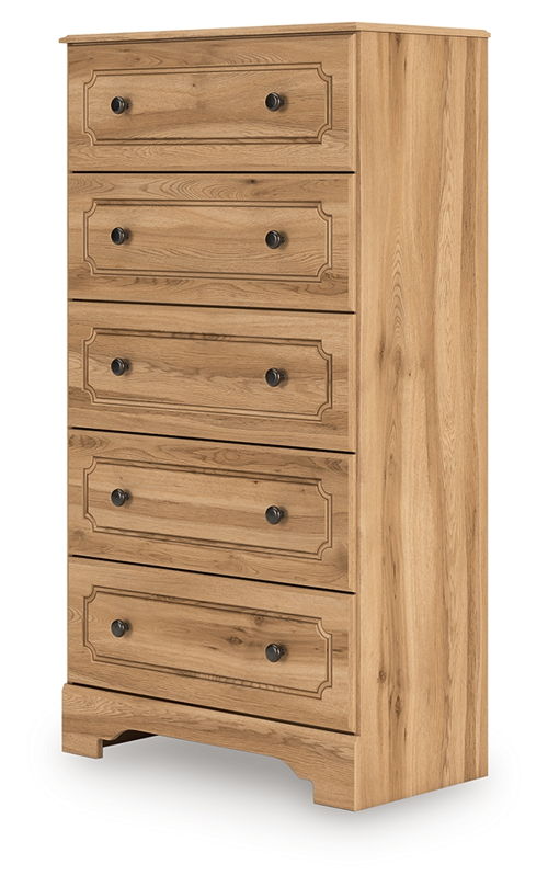 Aleaport - Five Drawer Chest - Warm Brown, light brown