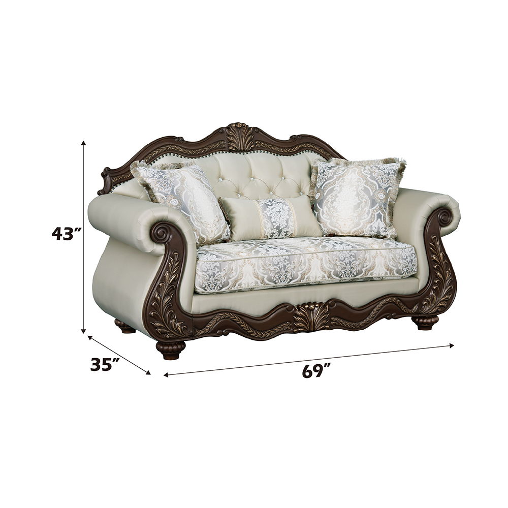 Pierce - Loveseat With 3 Pillows - Beige Fabric & Cherry, beige, view 6