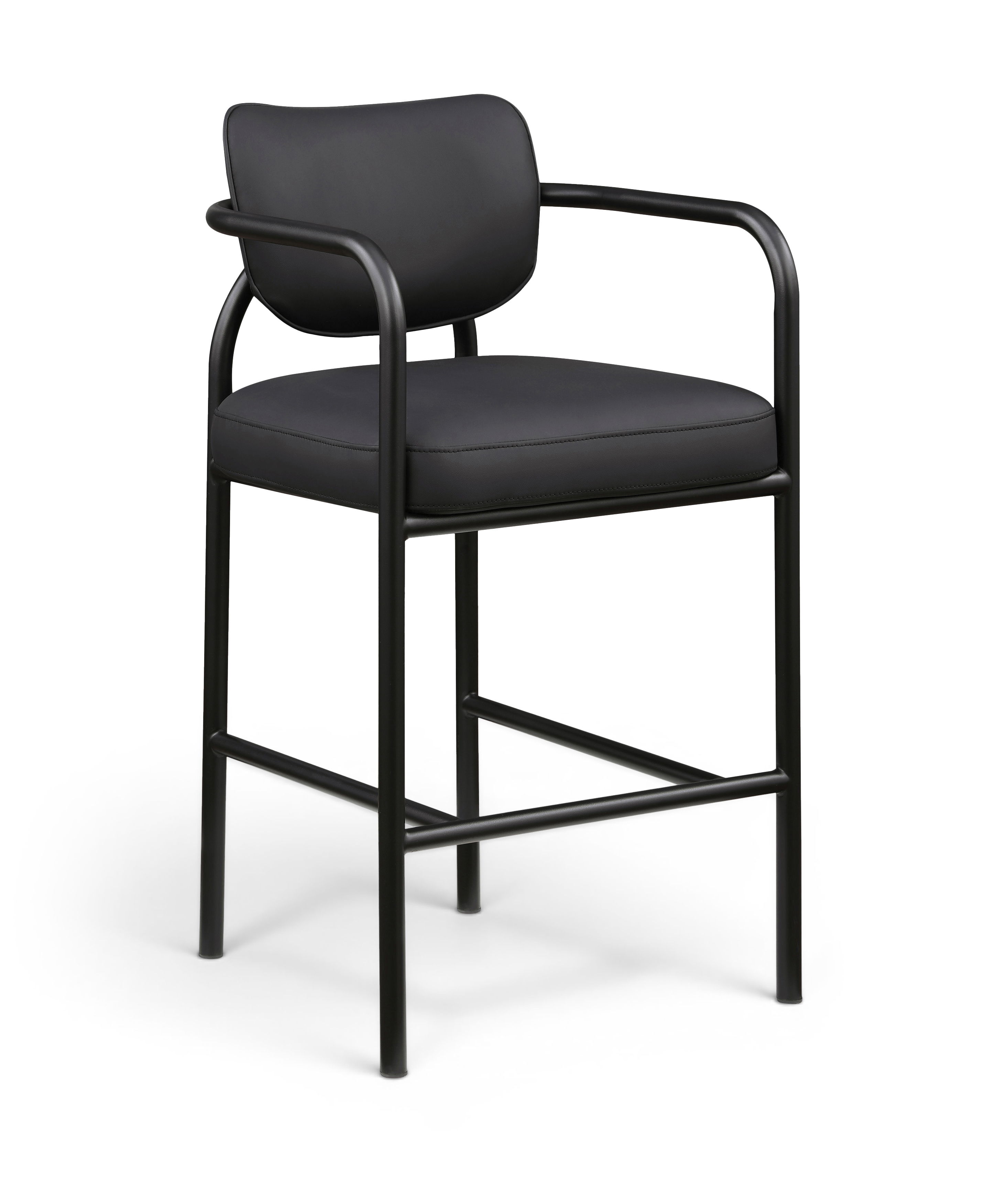 Serava - Vegan Leather Upholstered Bar Stool - Black