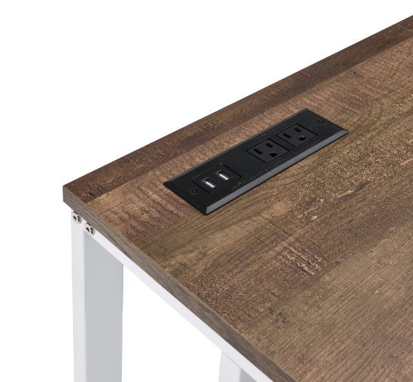 Tyrese - Writing Desk With USB - Walnut & White, white, view 2
