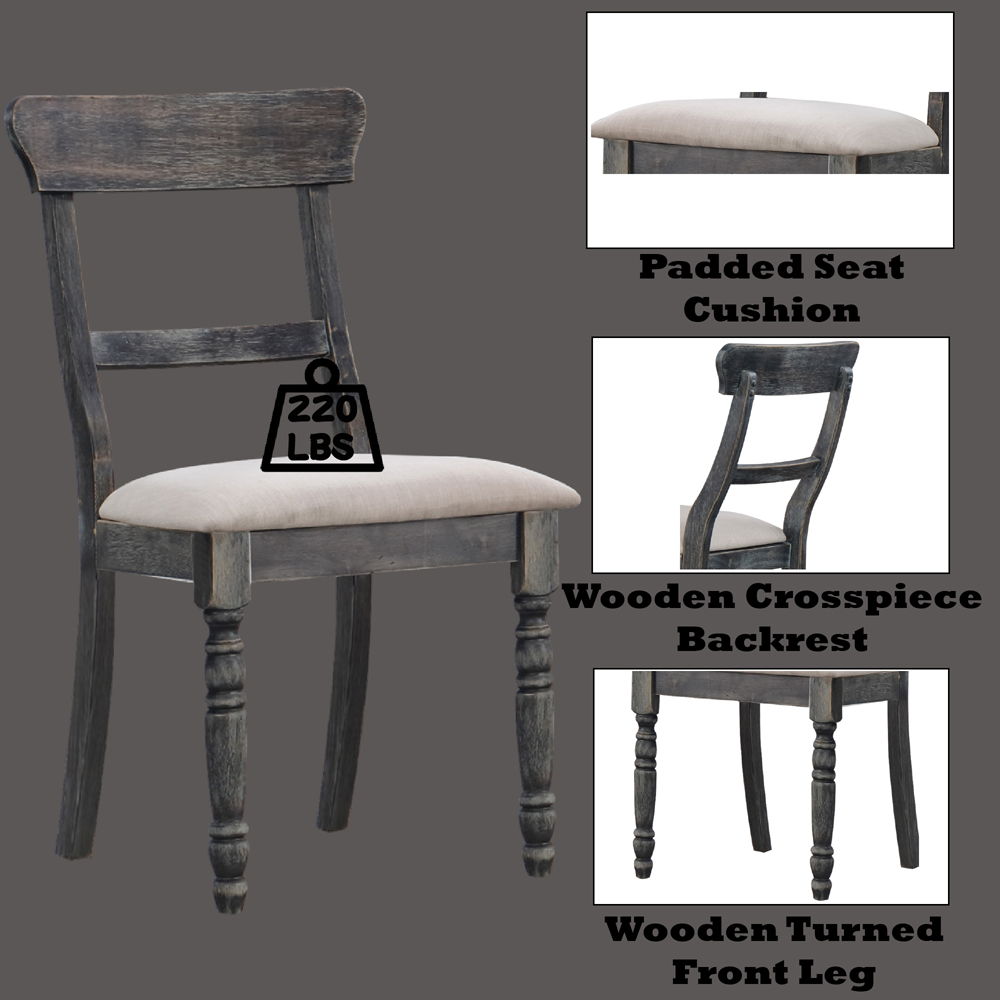 Leventis - Side Chair (Set of 2) - Light Brown Linen & Weathered Gray, dark gray