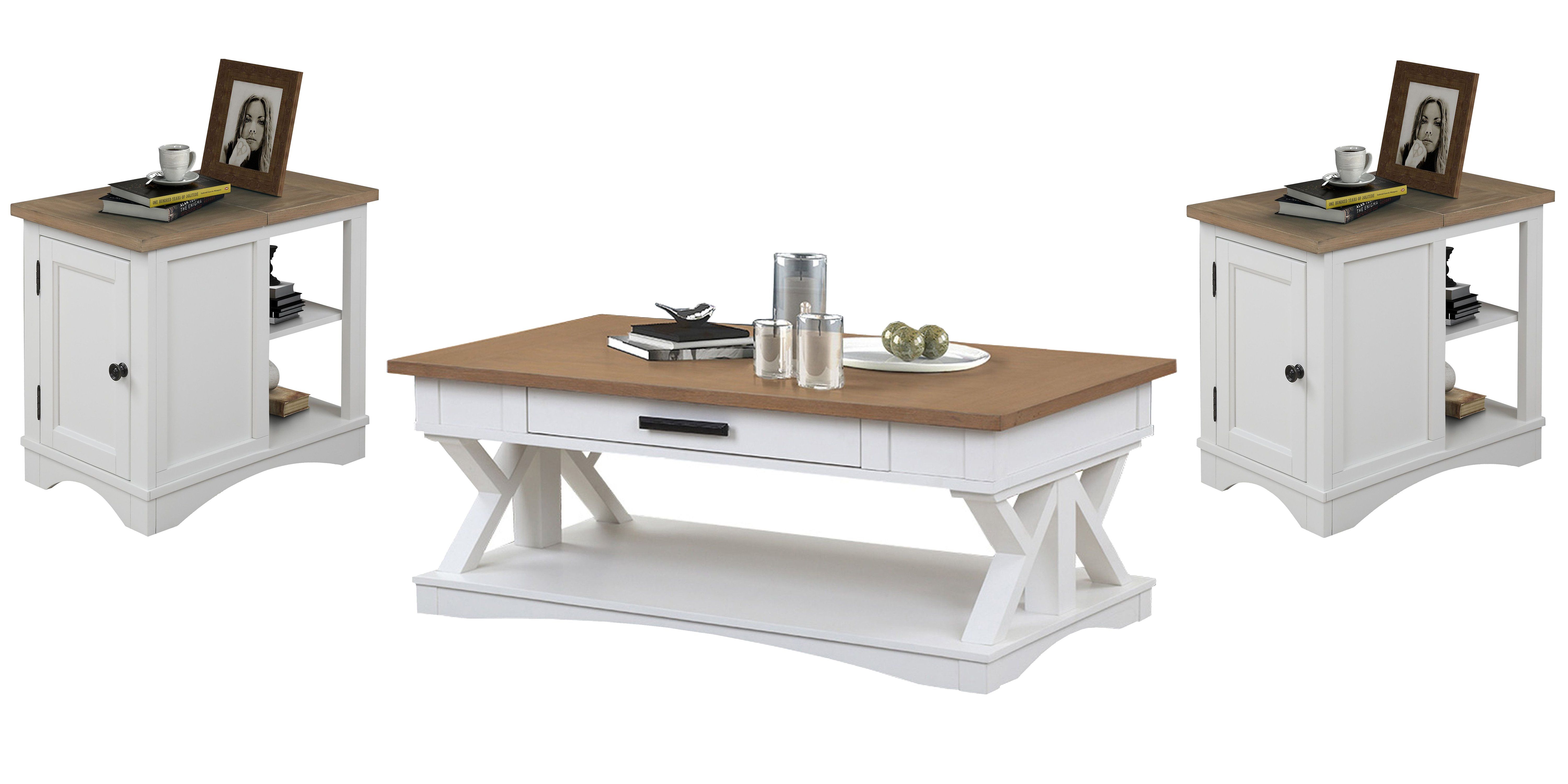 Americana Modern - Cocktail Table With 2 Chairside Tables - Cotton Image
