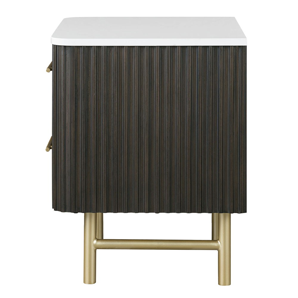 Clayten - Nightstand - Marble Top & Espresso, dark brown, view 2