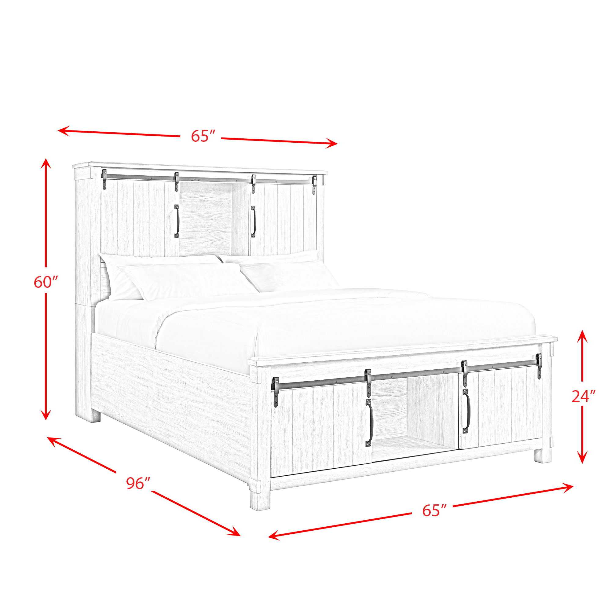 Scott - Queen Platform Storage 4 Piece Bedroom Set With 2 Nightstands & Dresser - White